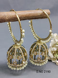 Polki Mehandi Pearl Bali Jhumki Earrings Sku 2190 rchiecreation