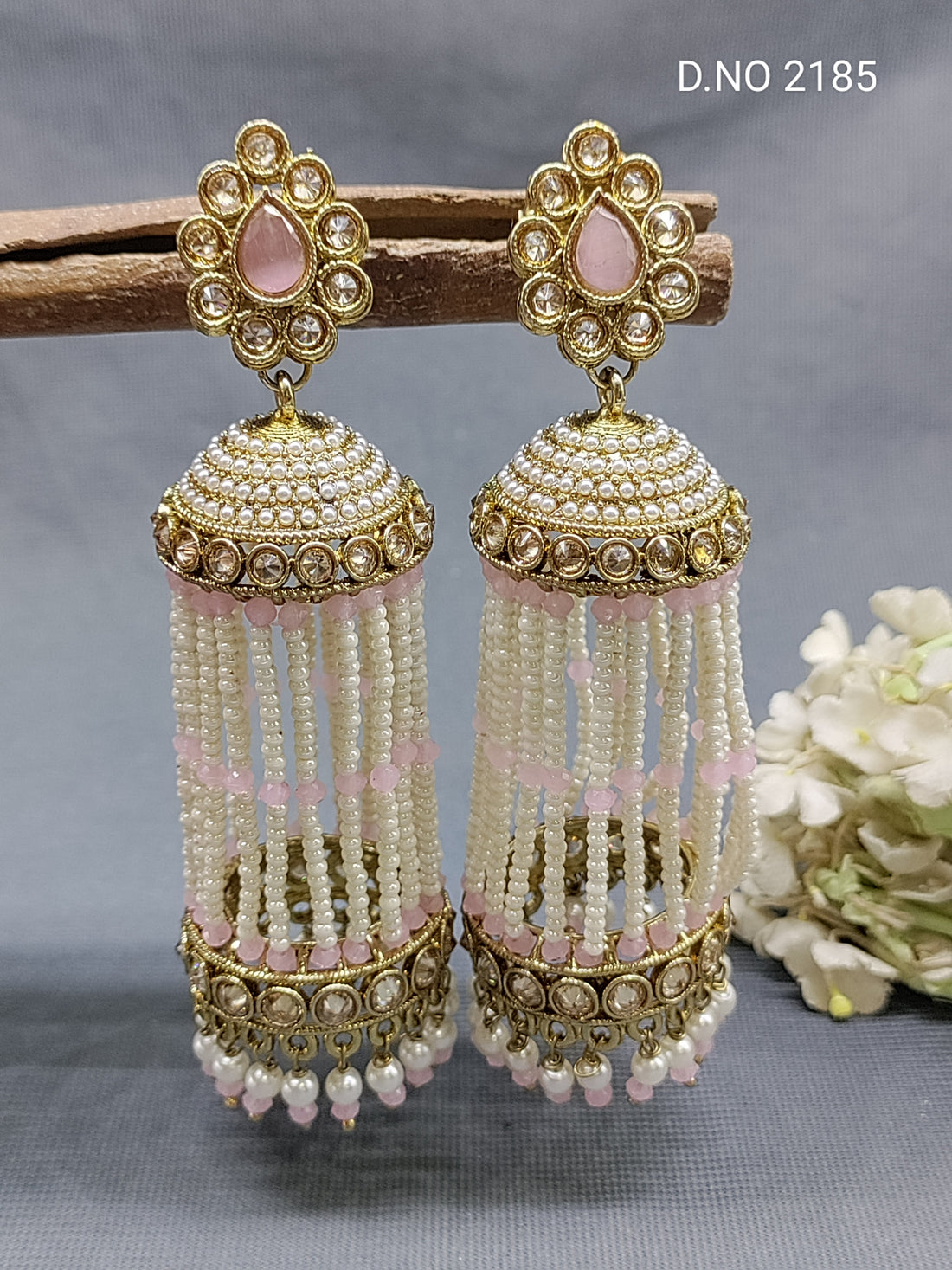 Polki Mehandi Pearl Jhumki Earring Sku 2185 rchiecreation