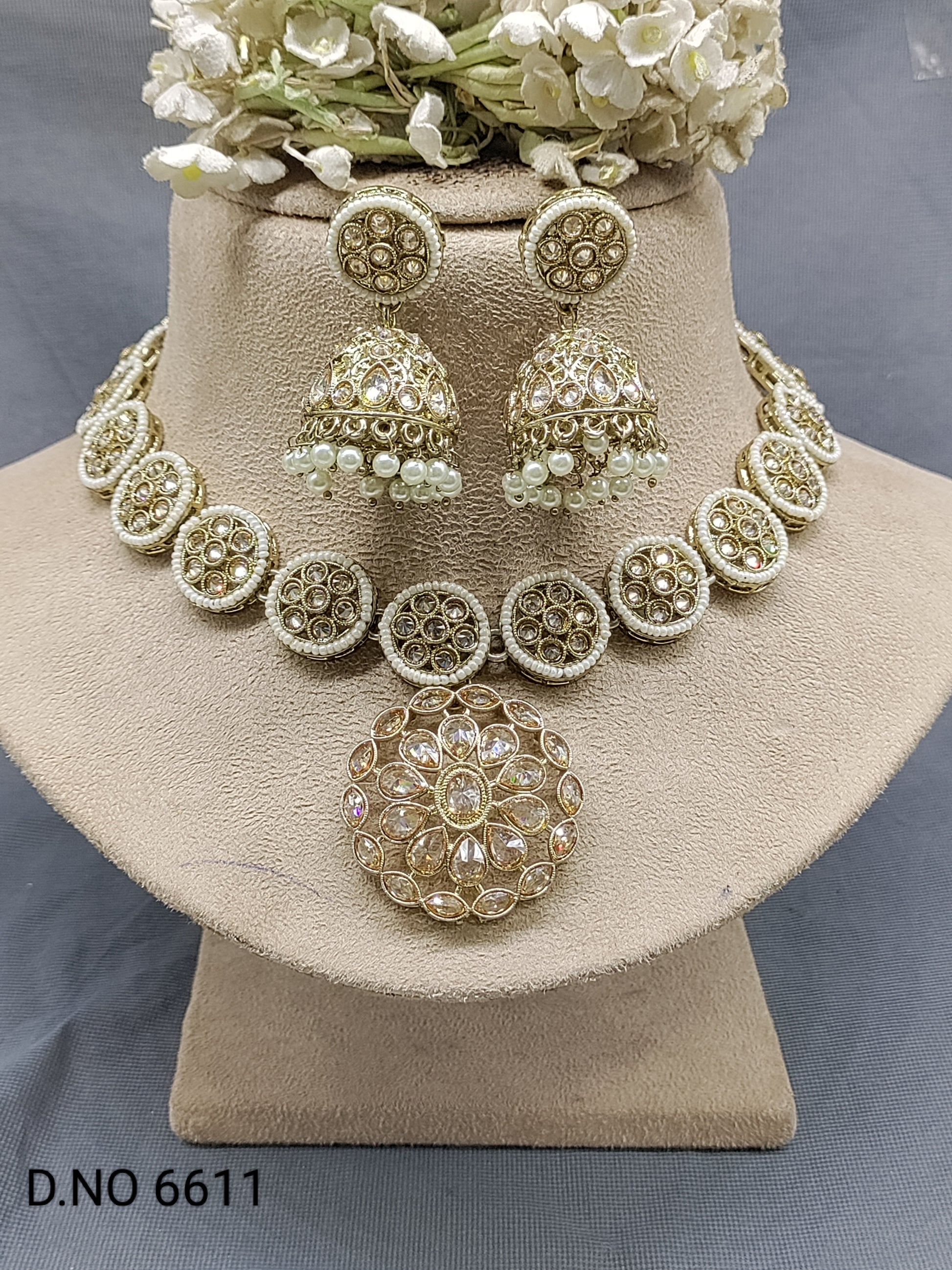 Polki Mehndi Necklace Set SKU 6611 rchiecreation