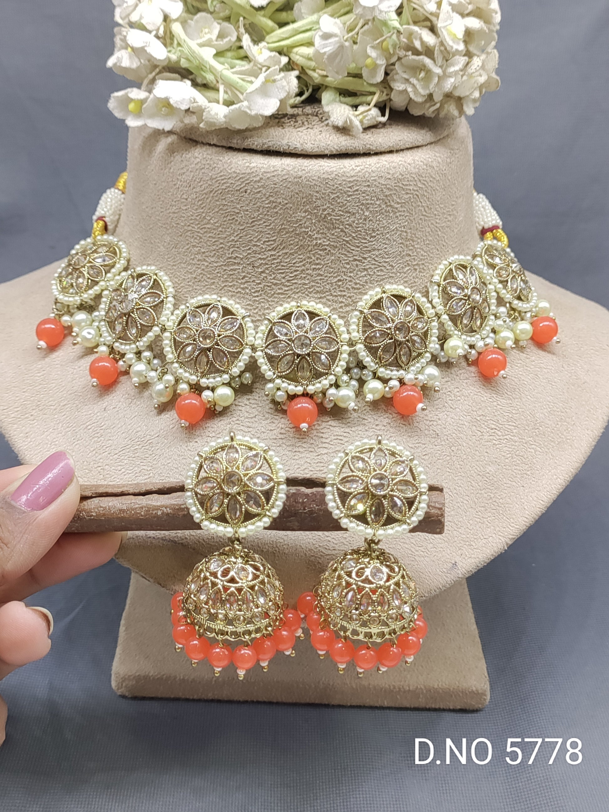 Polki Necklace Mehndi Set Sku-5778 B1 rchiecreation