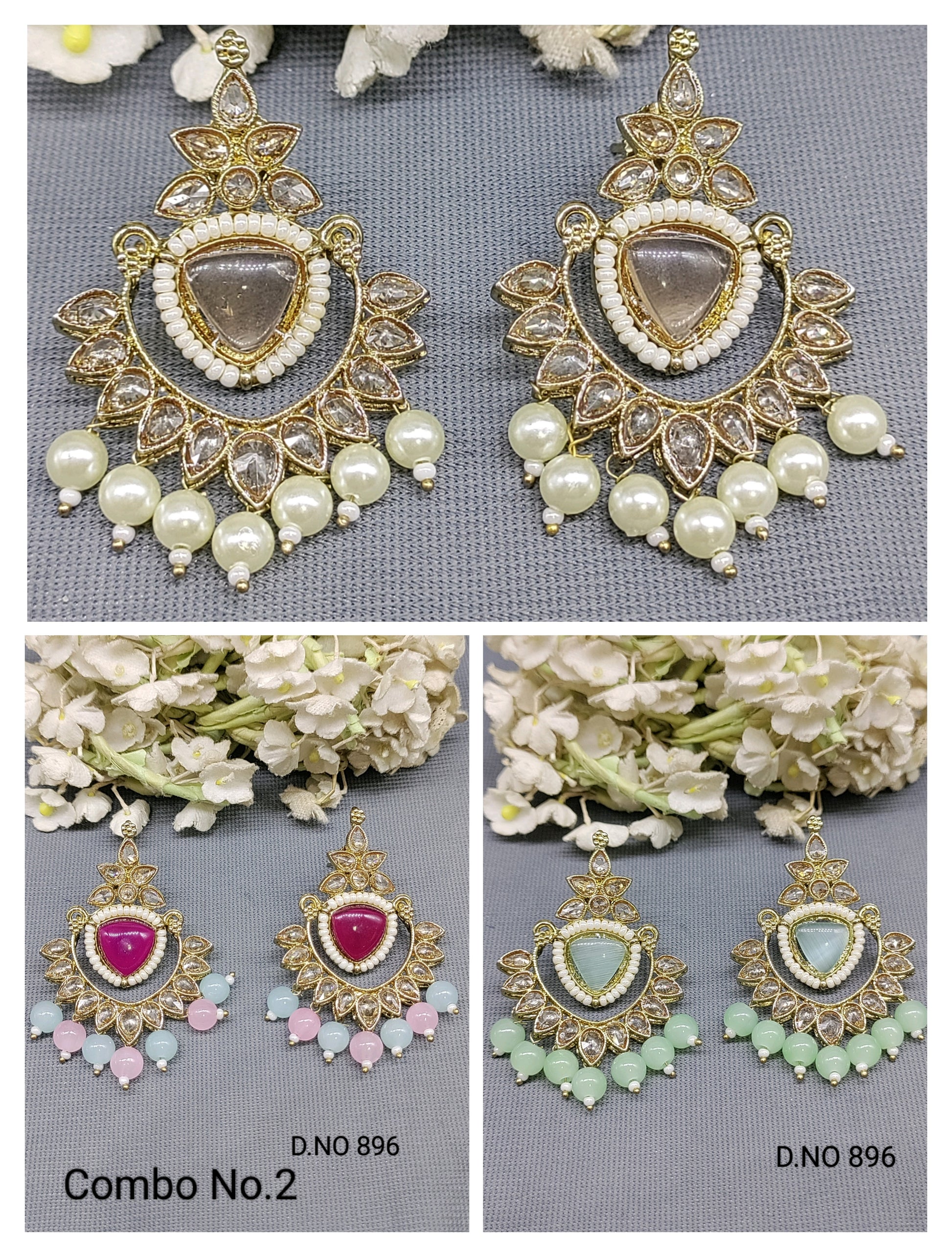 Polki Earring Mehandi Sku -896 rchiecreation