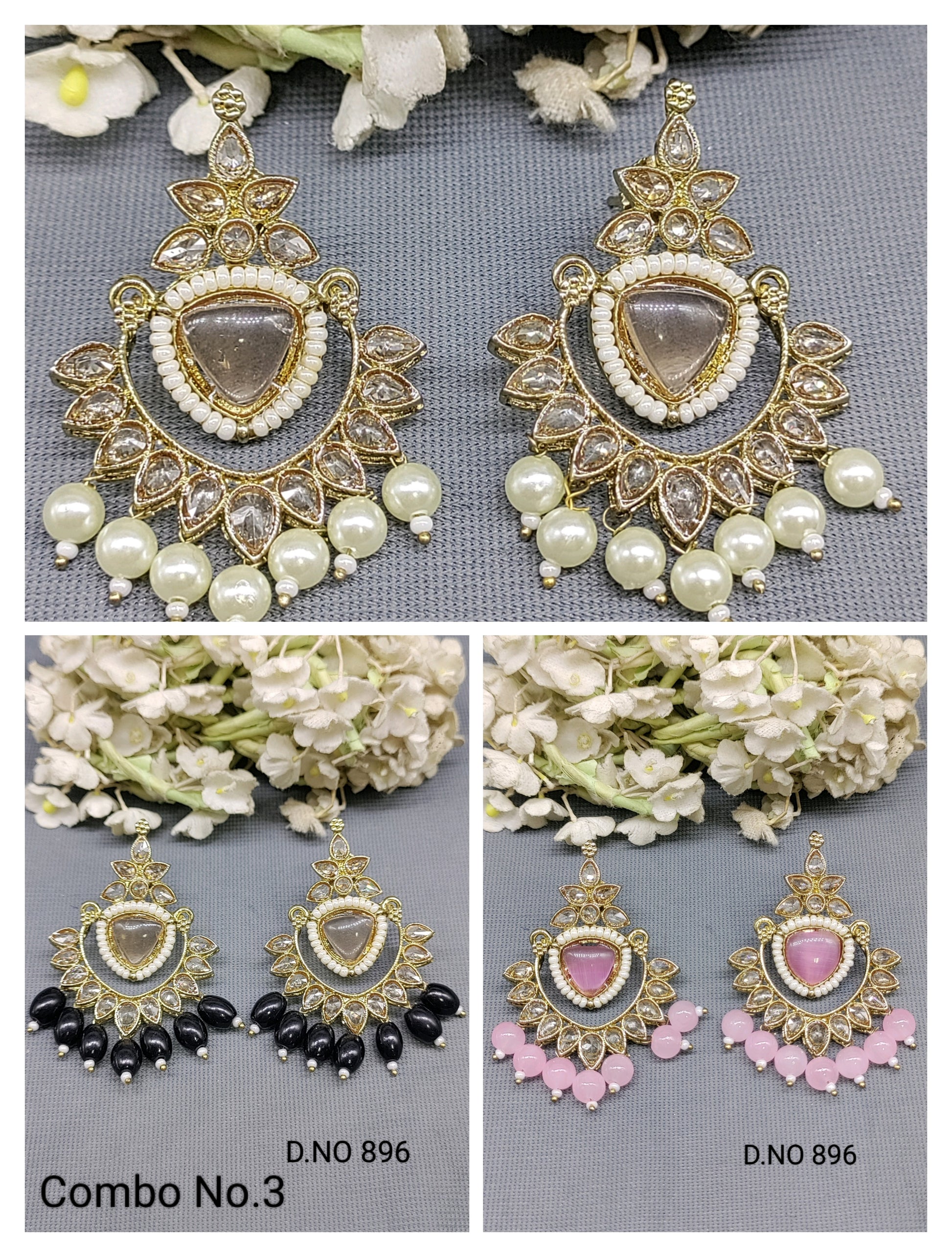 Polki Earring Mehandi Sku -896 rchiecreation