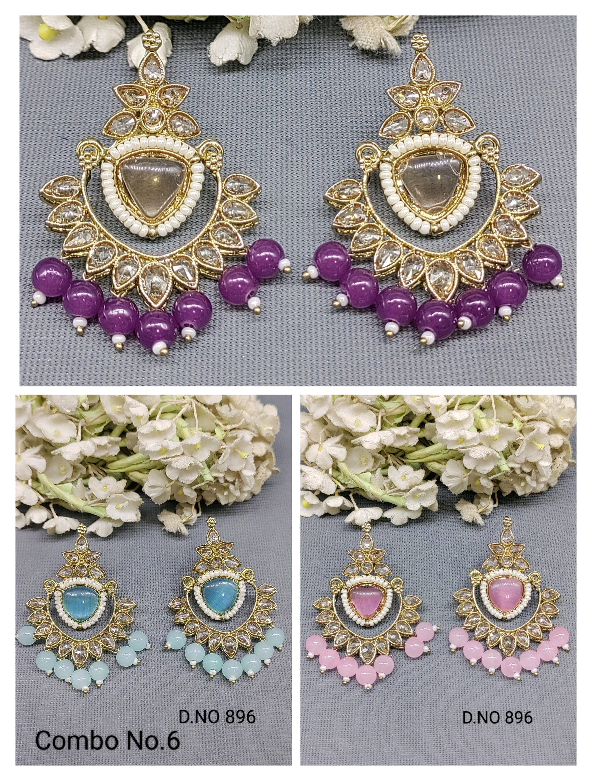 Polki Earring Mehandi Sku -896 rchiecreation