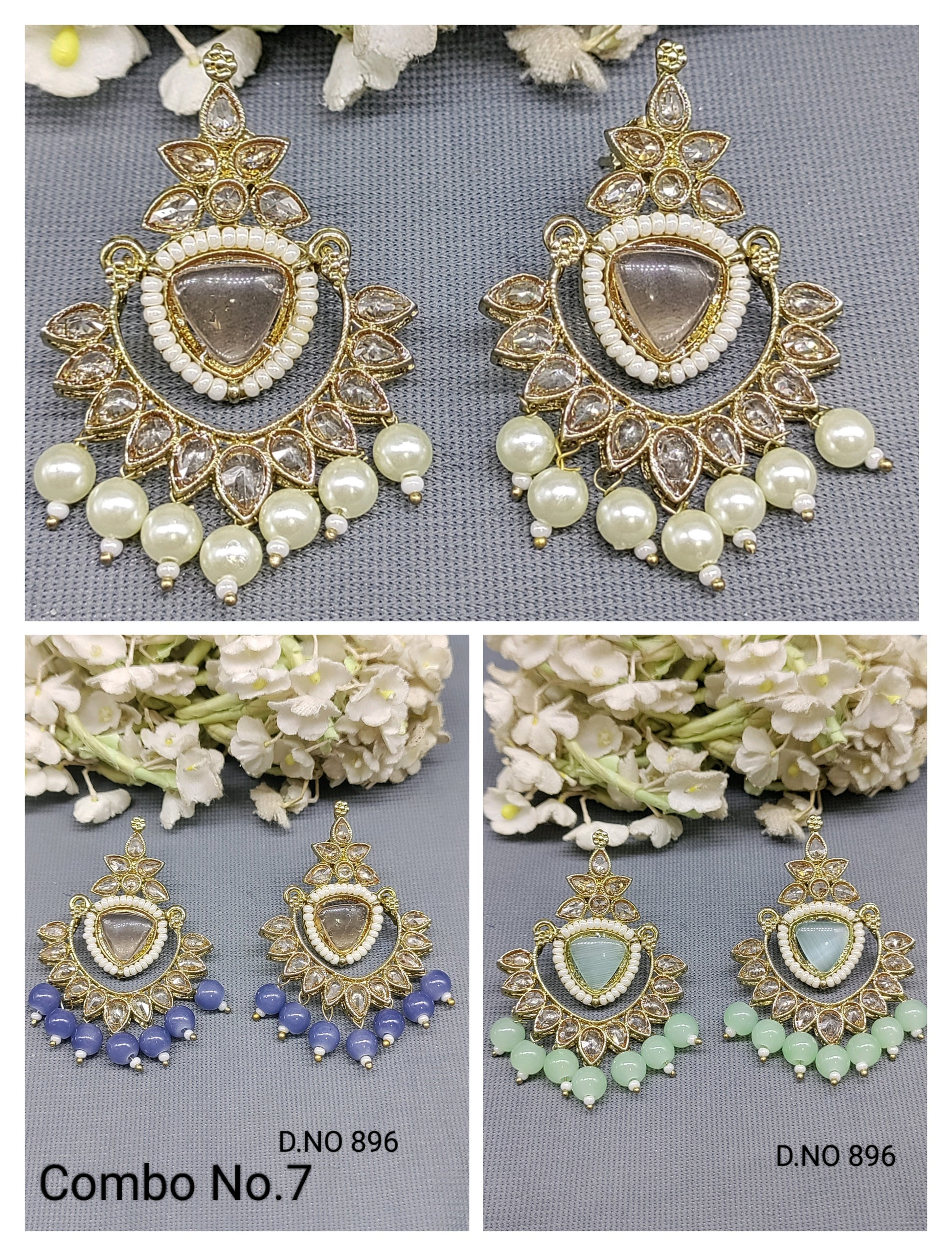 Polki Earring Mehandi Sku -896 rchiecreation