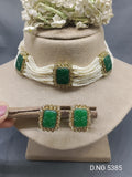 Pearl Polki Choker Necklace Mehndi Set Sku-5385 B2 rchiecreation