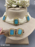 Pearl Polki Choker Necklace Mehndi Set Sku-5385 B2 rchiecreation
