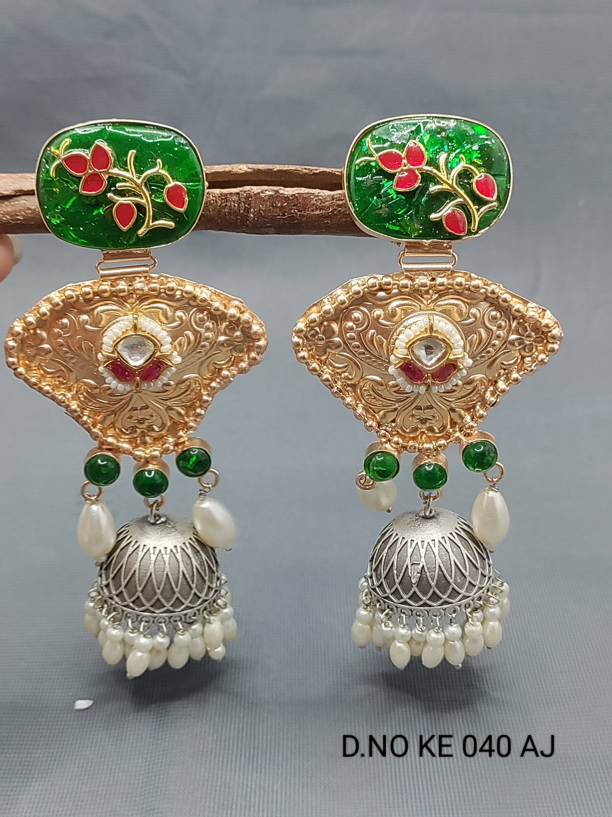 Kundan fusion Earrings Sku KE 040 AJ rchiecreation