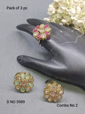 Polki Mehandi Finger Ring Combo Sku 5989 rchiecreation