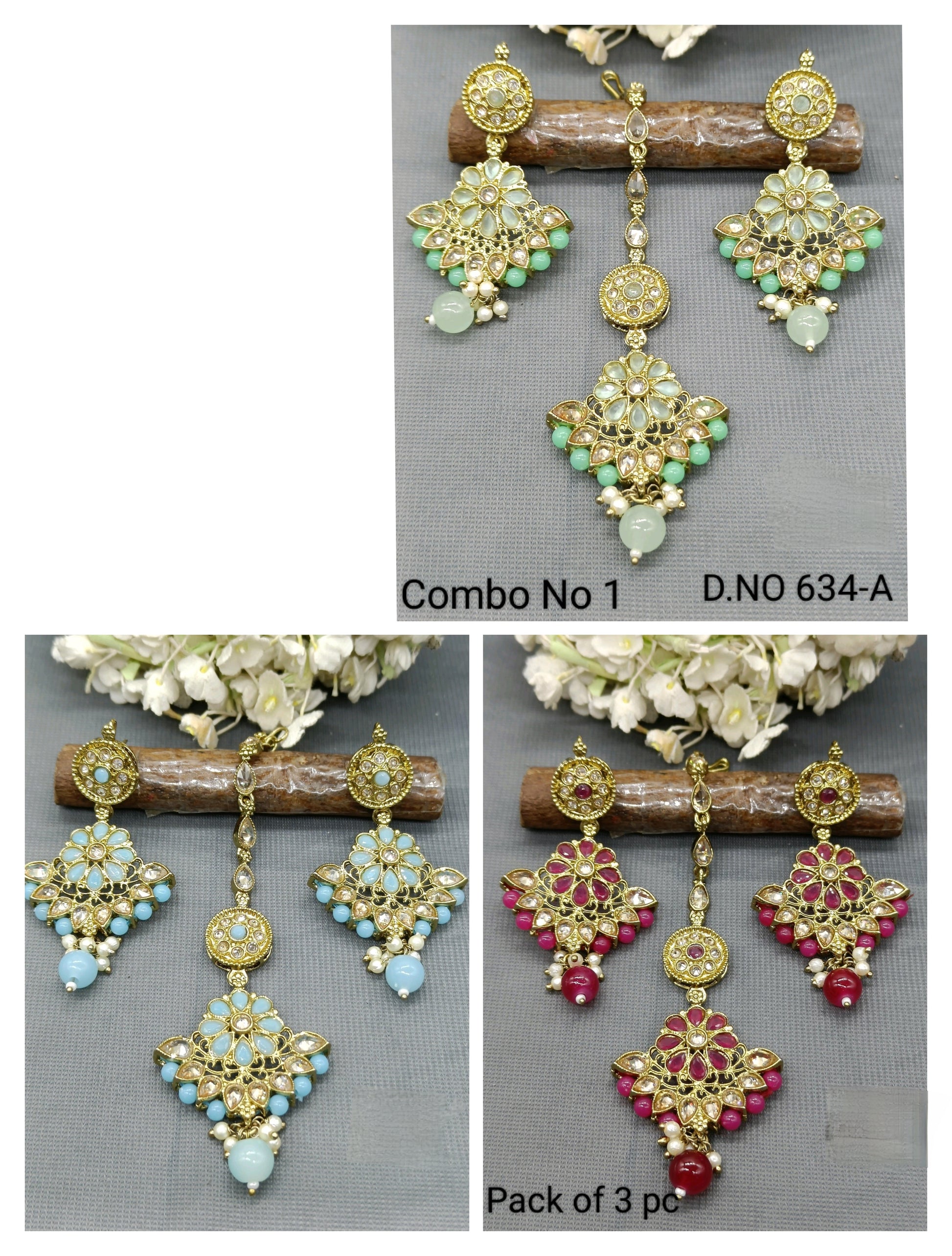 Polki Mehandi Earring & Tica Sku 634-A rchiecreation