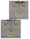 Polki Mehandi Earring & Tica Combo Sku 767 rchiecreation