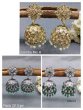 Polki Jhumki Earring Combo Sku 673 rchiecreation