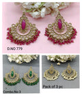 Polki Mehandi Earring Combo Sku 779 rchiecreation