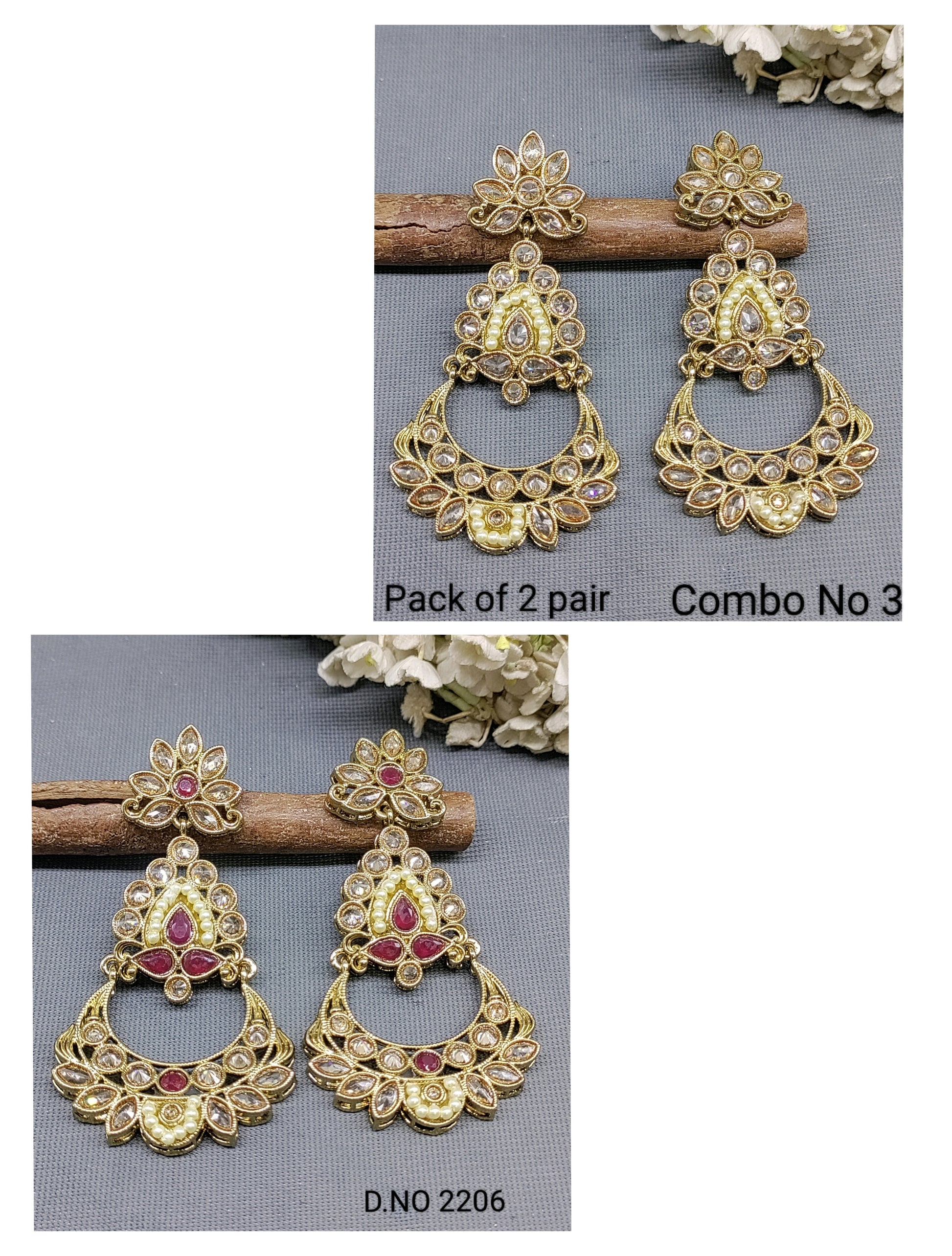 Polki Mehandi Earring Sku 2206 rchiecreation