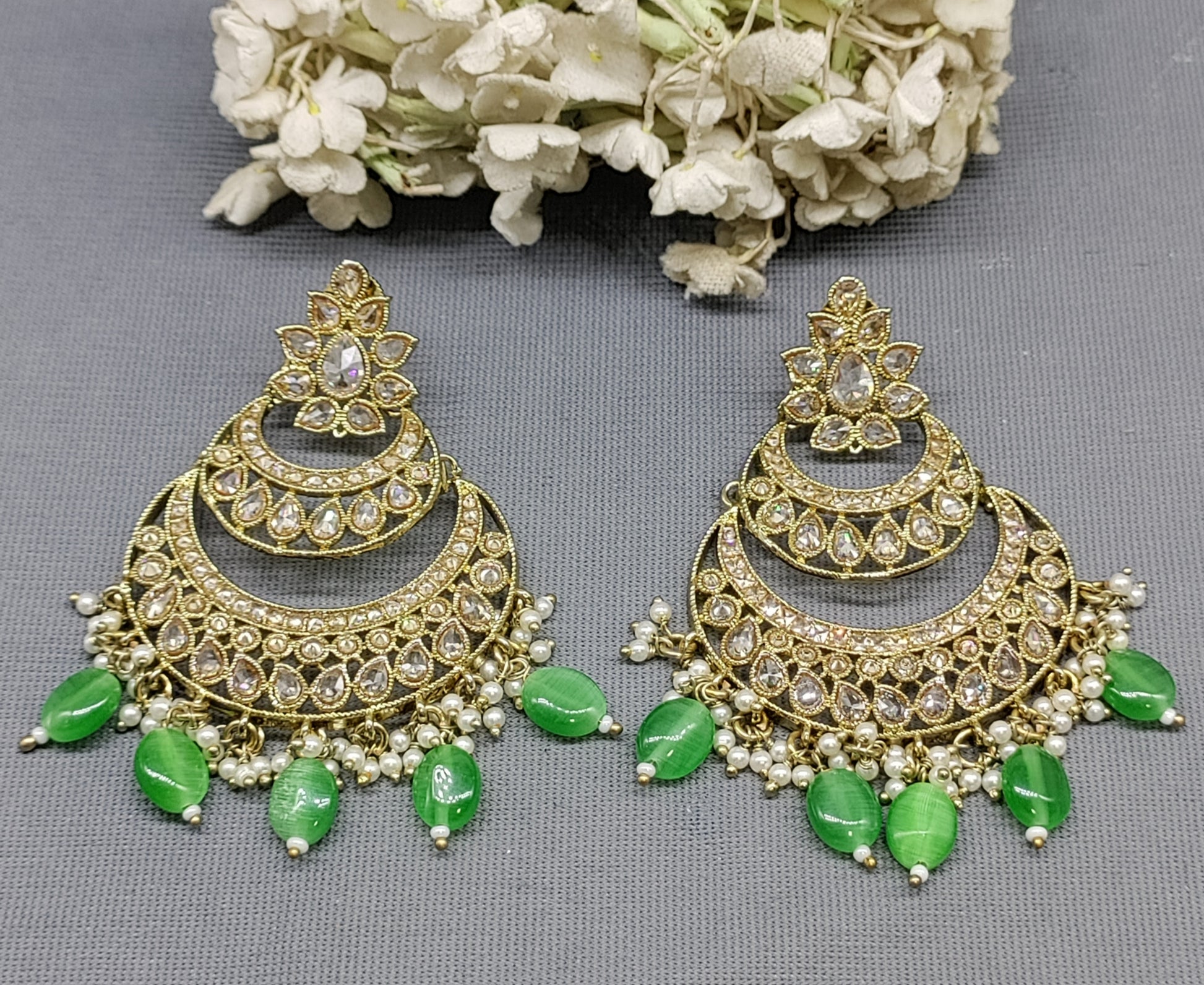 Polki Mehandi Earrings Sku  258 rchiecreation