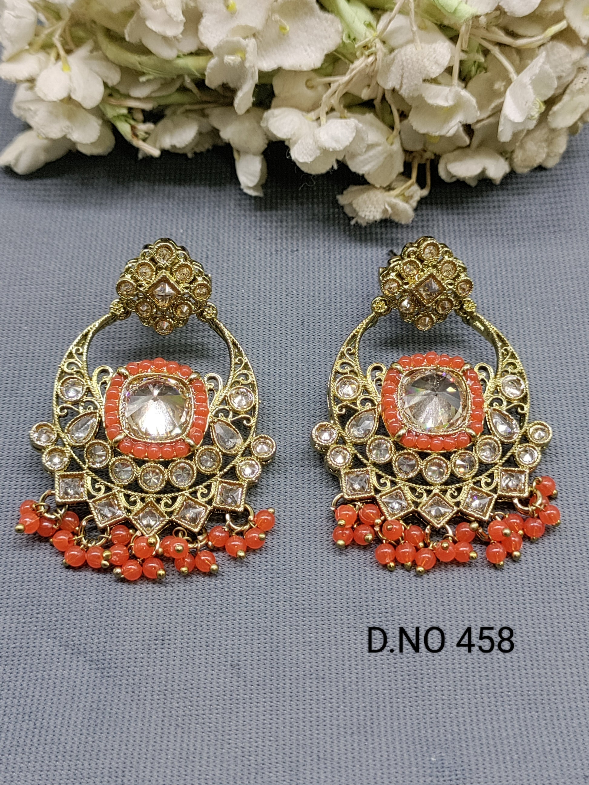 Polki Mehandi Earring Sku 458 rchiecreation