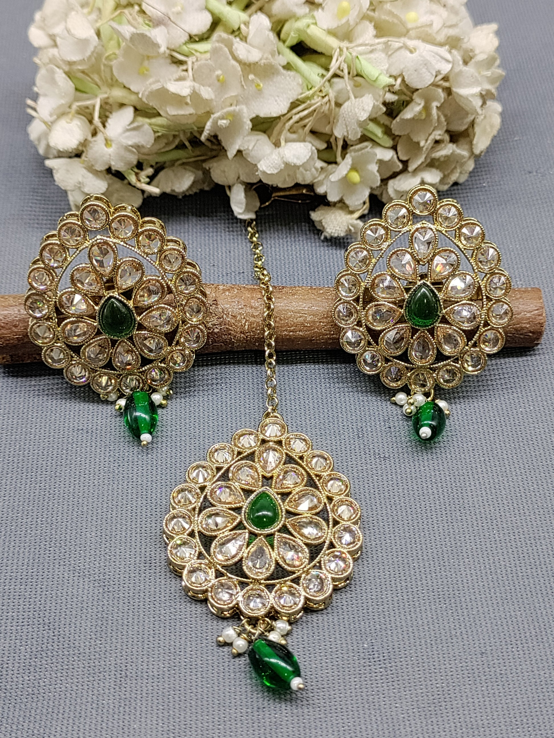 Polki Mehandi earring & Tica Sku 2142 rchiecreation
