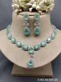 Cz Ad Rodium Necklace Set Sku AN 095 SR rchiecreation