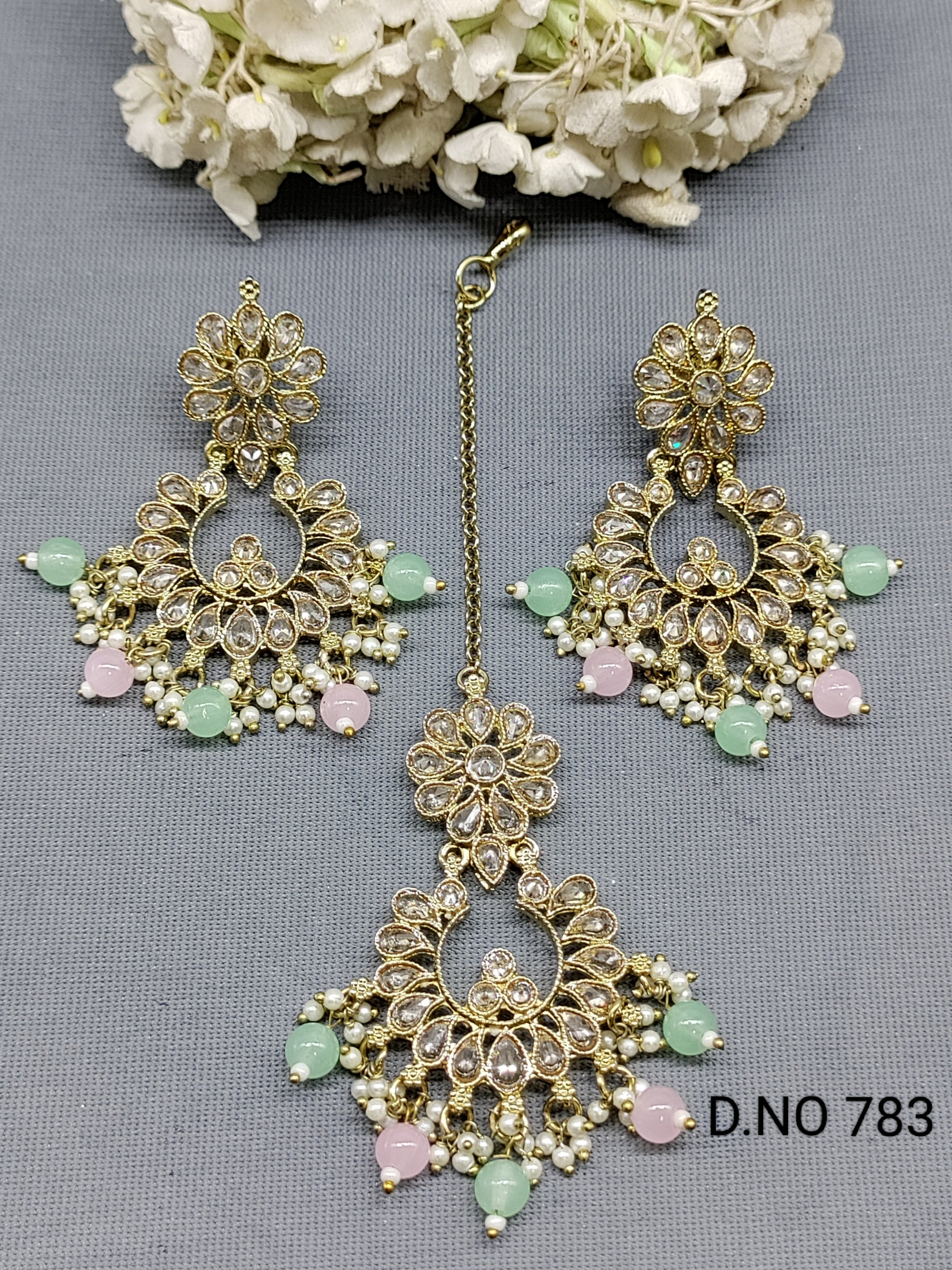 Polki Earring & Tica Mehndi Sku 783 A2 rchiecreation