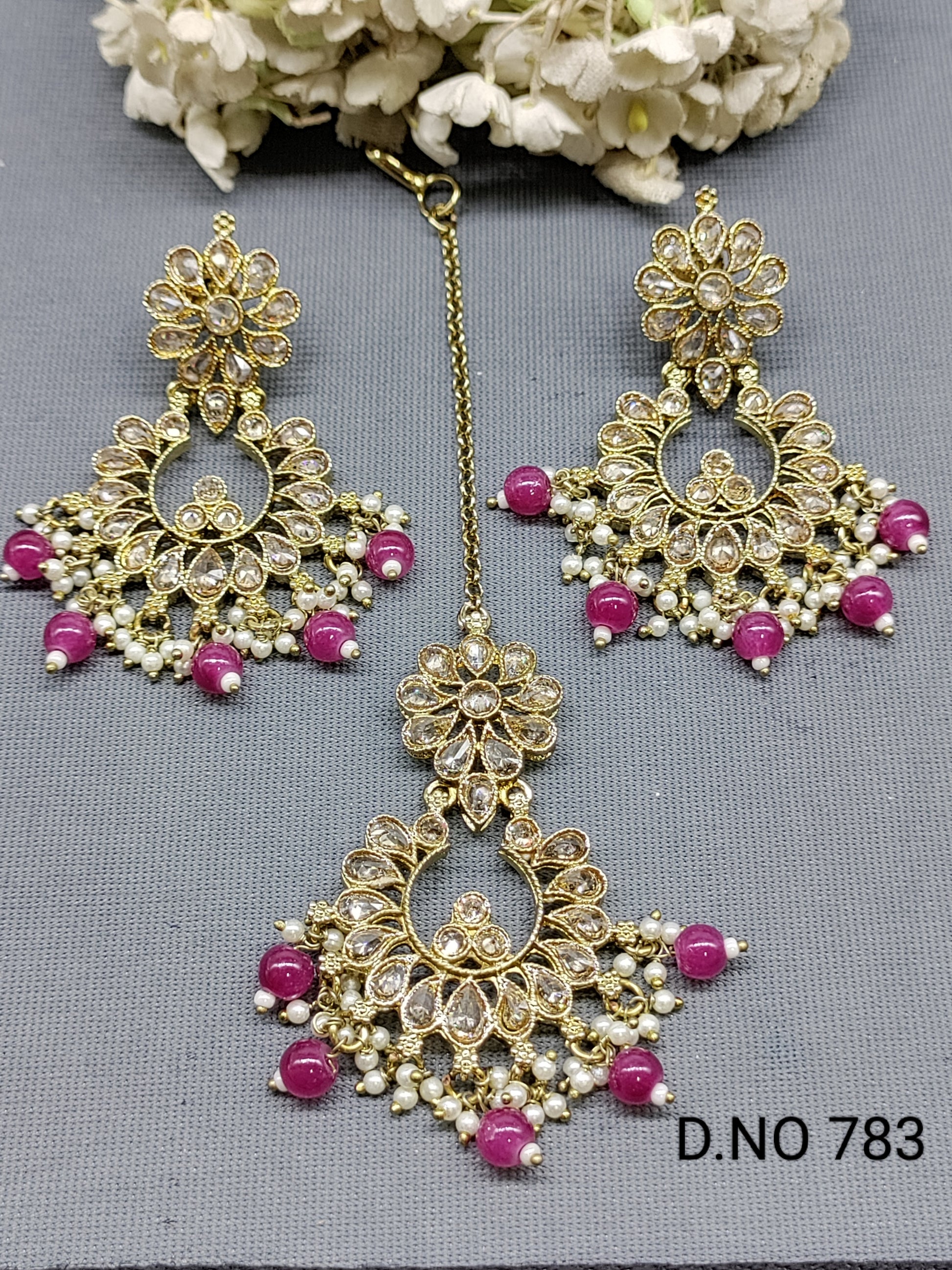 Polki Earring & Tica Mehndi Sku 783 A2 rchiecreation