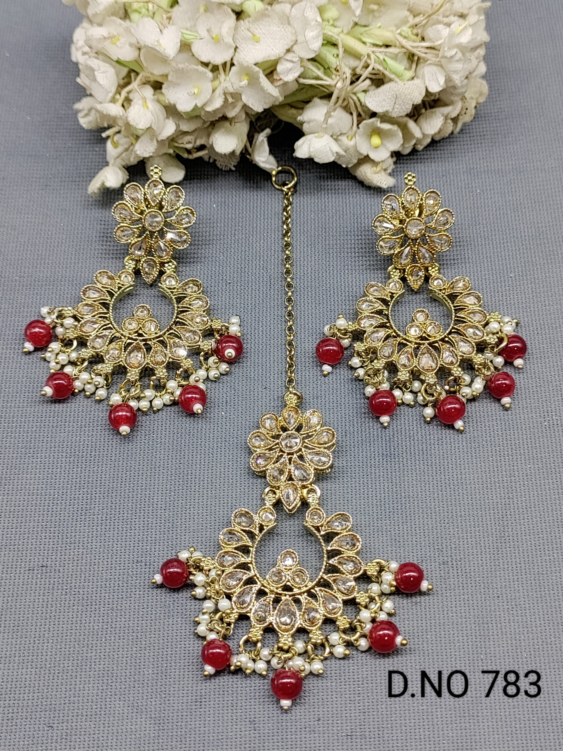 Polki Mehandi Earring & Tica Sku 783 rchiecreation