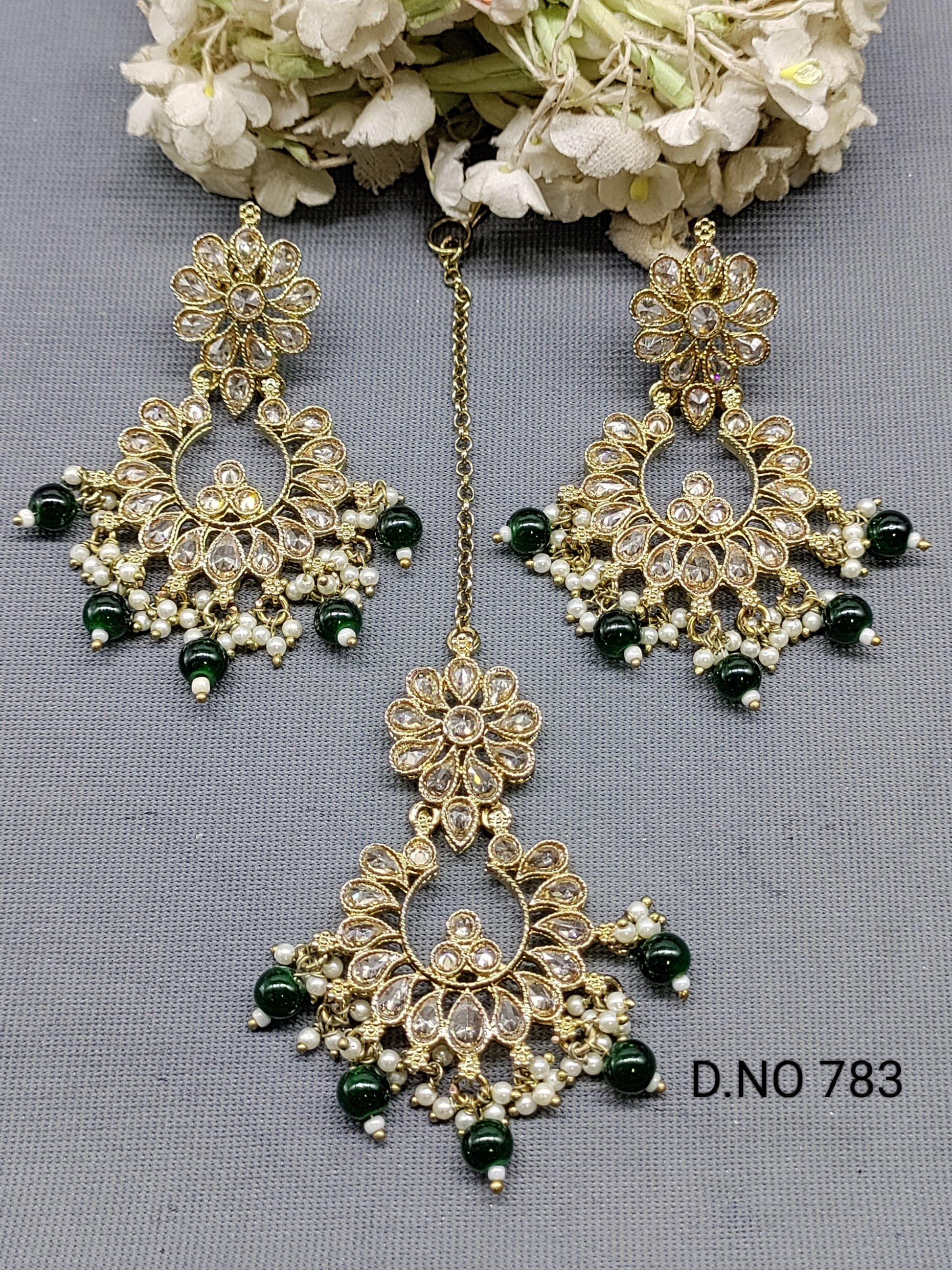 Polki Mehandi Earring & Tica Sku 783 rchiecreation