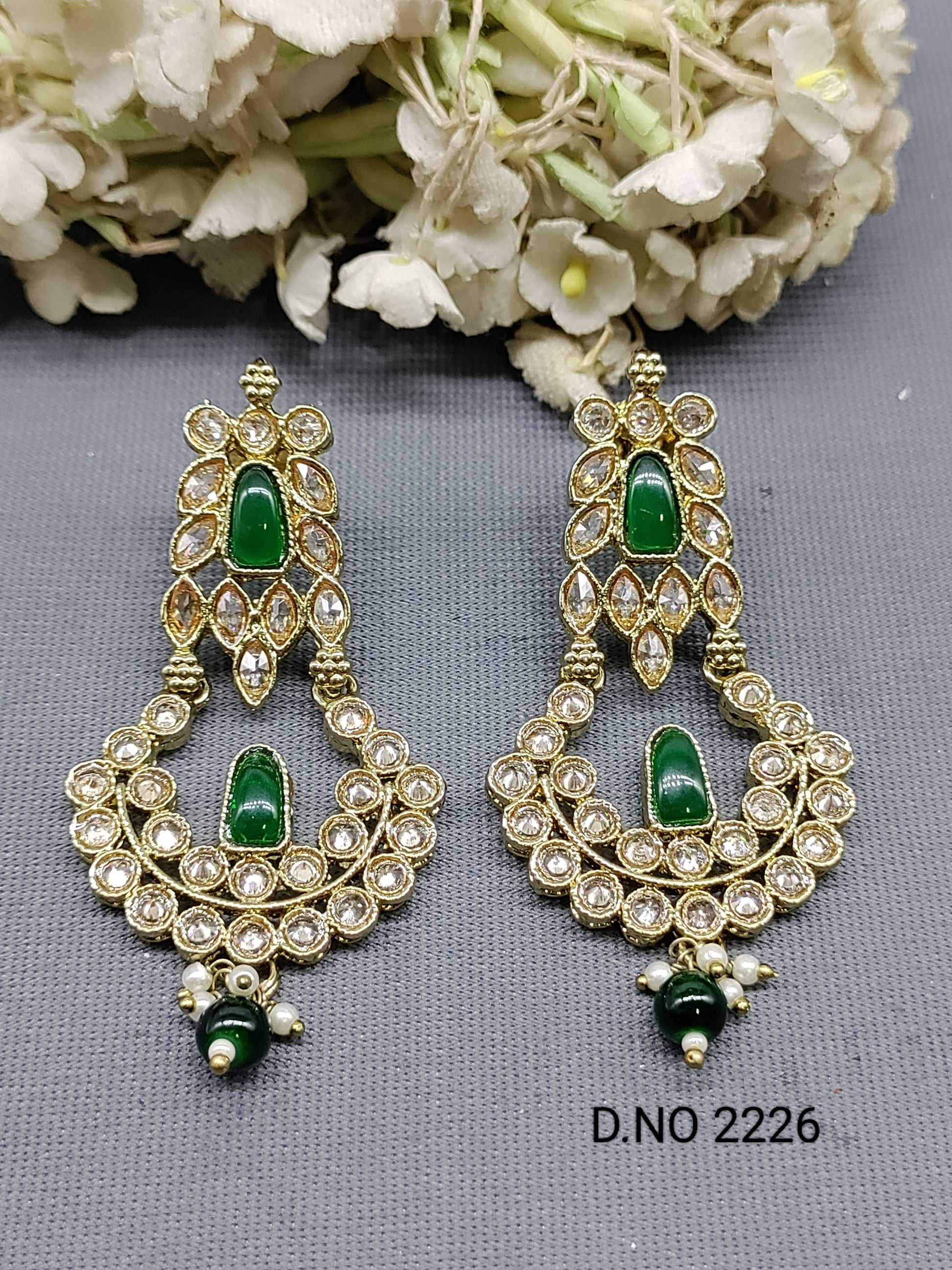 Polki Mehandi Earring Sku 2226 rchiecreation