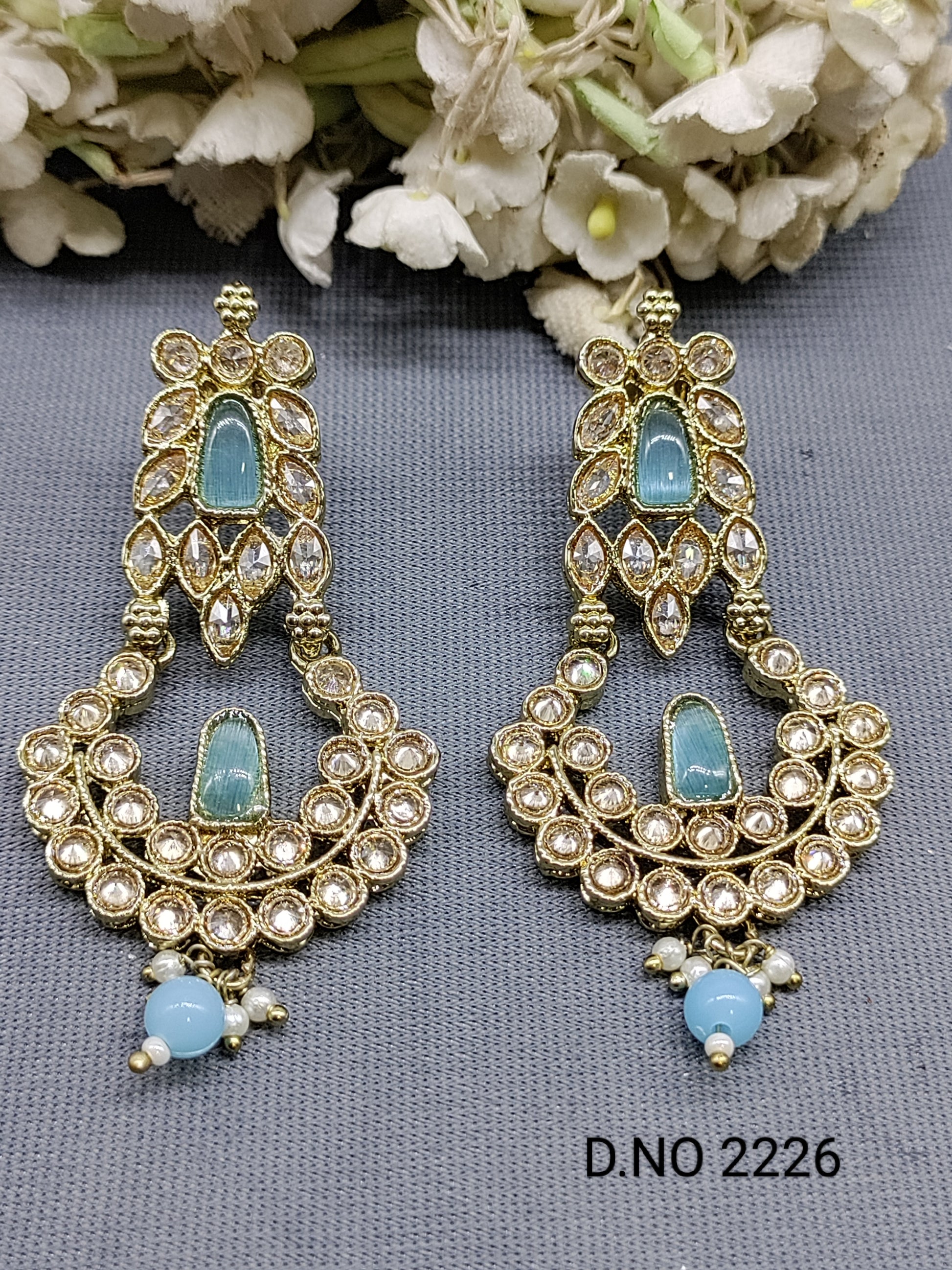 Polki Mehandi Earring Sku 2226 rchiecreation