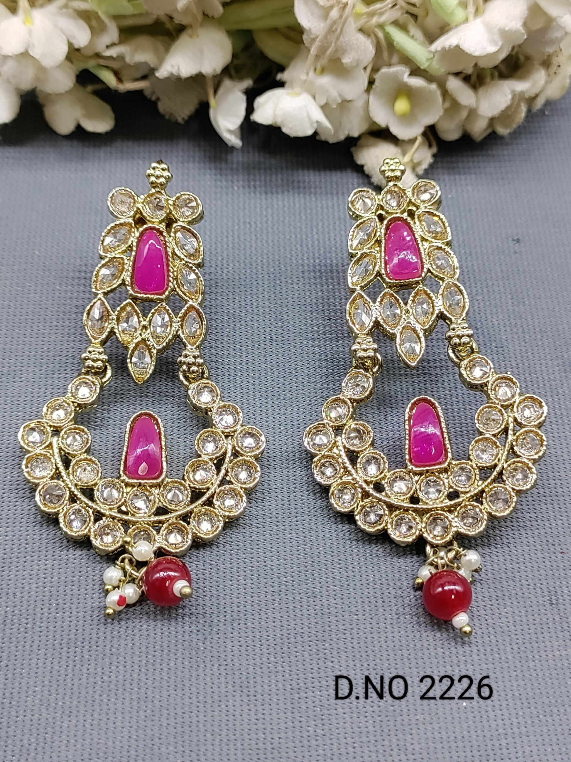 Polki Mehandi Earring Sku 2226 rchiecreation