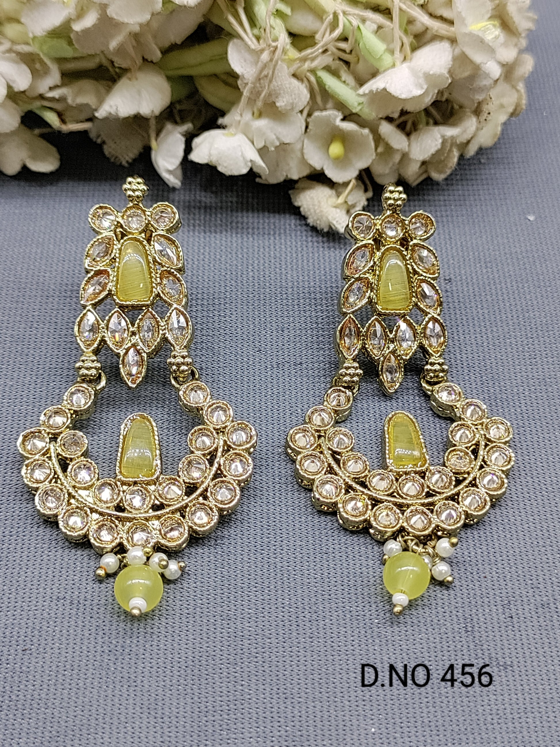 Polki Mehandi Earring Sku 2226 rchiecreation