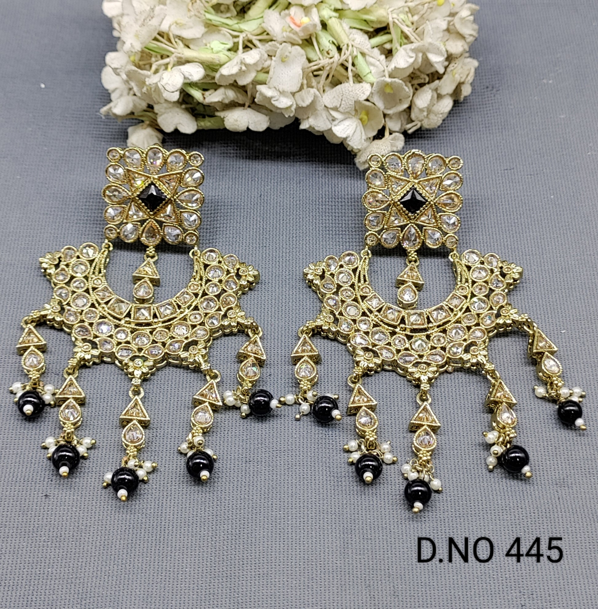 Polki Earring Mehndi Sku 445 rchiecreation