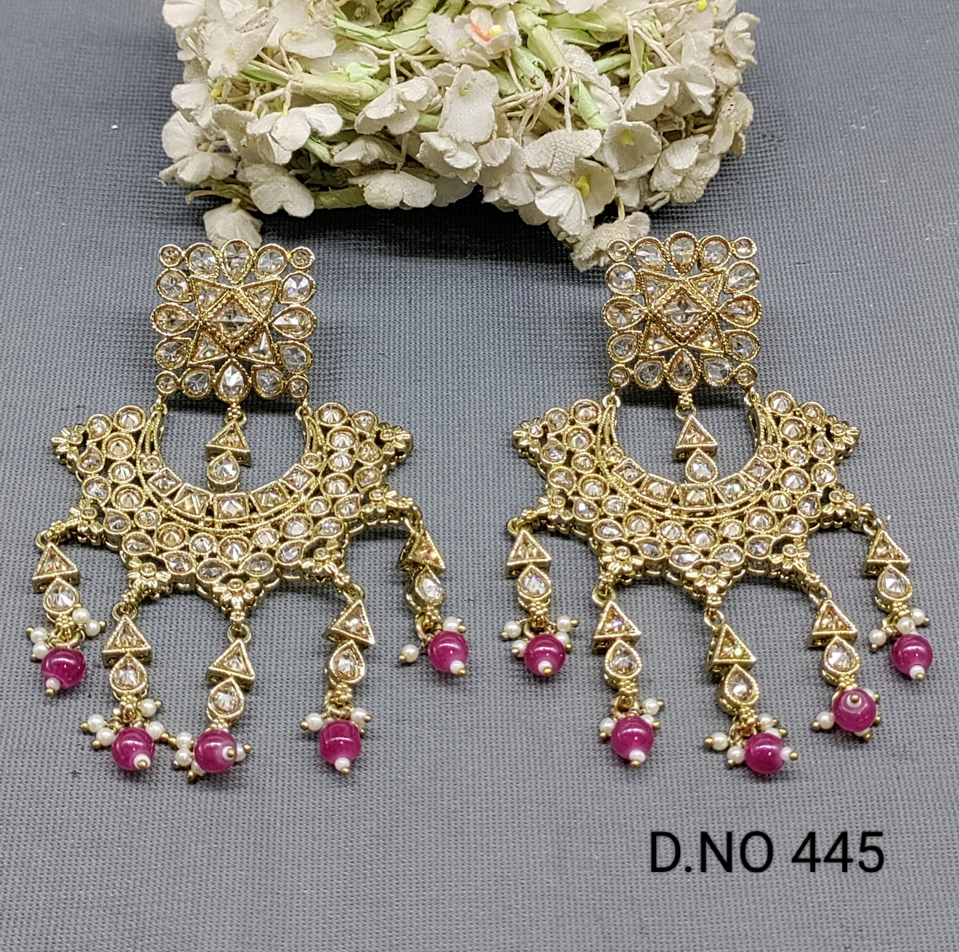 Polki Earring Mehndi Sku 445 rchiecreation