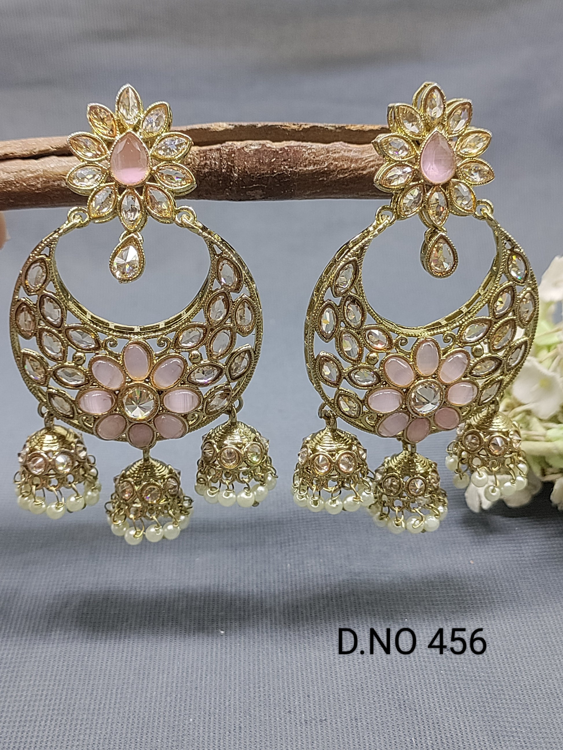 Polki Earring Mehndi Sku-456 rchiecreation