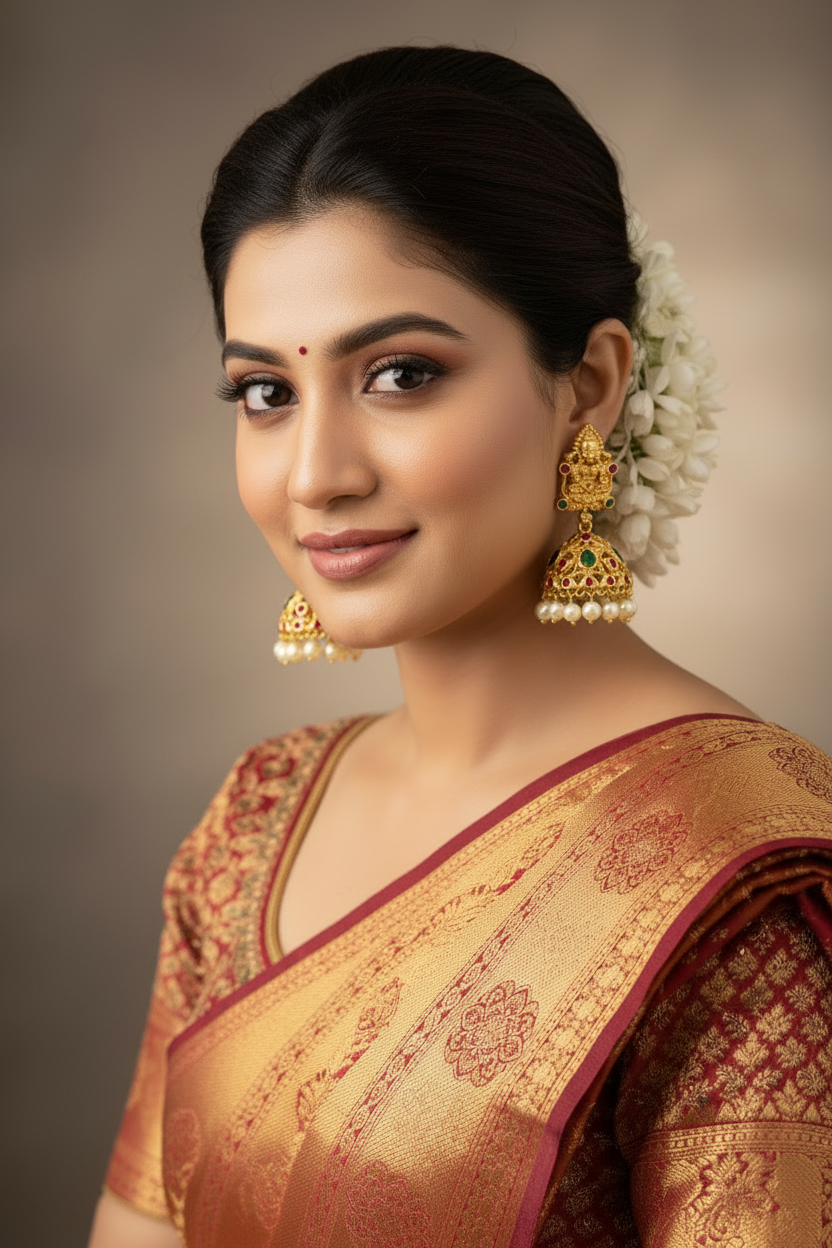 Antique Golden Kempo Jhumki Earring Sku AE 075 SG rchiecreation