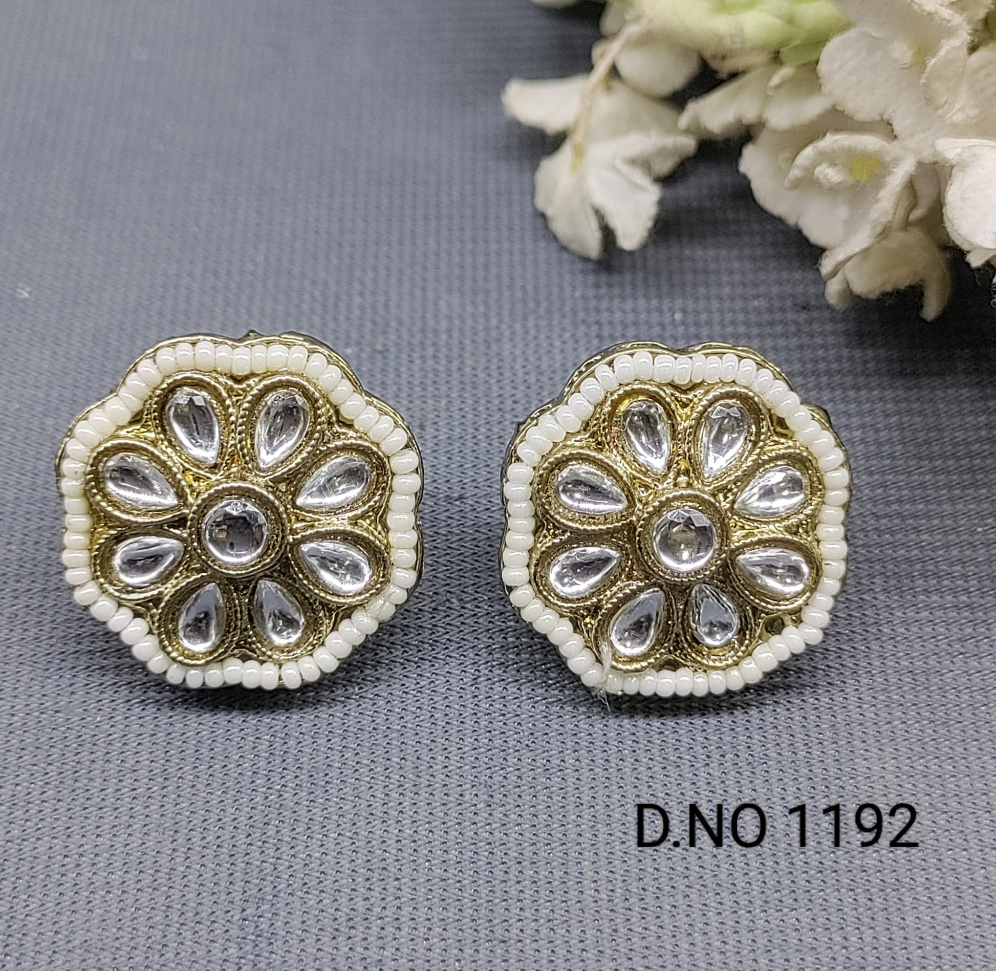 Mehandi  Kundan Tops & Studs SKU-1192 rchiecreation