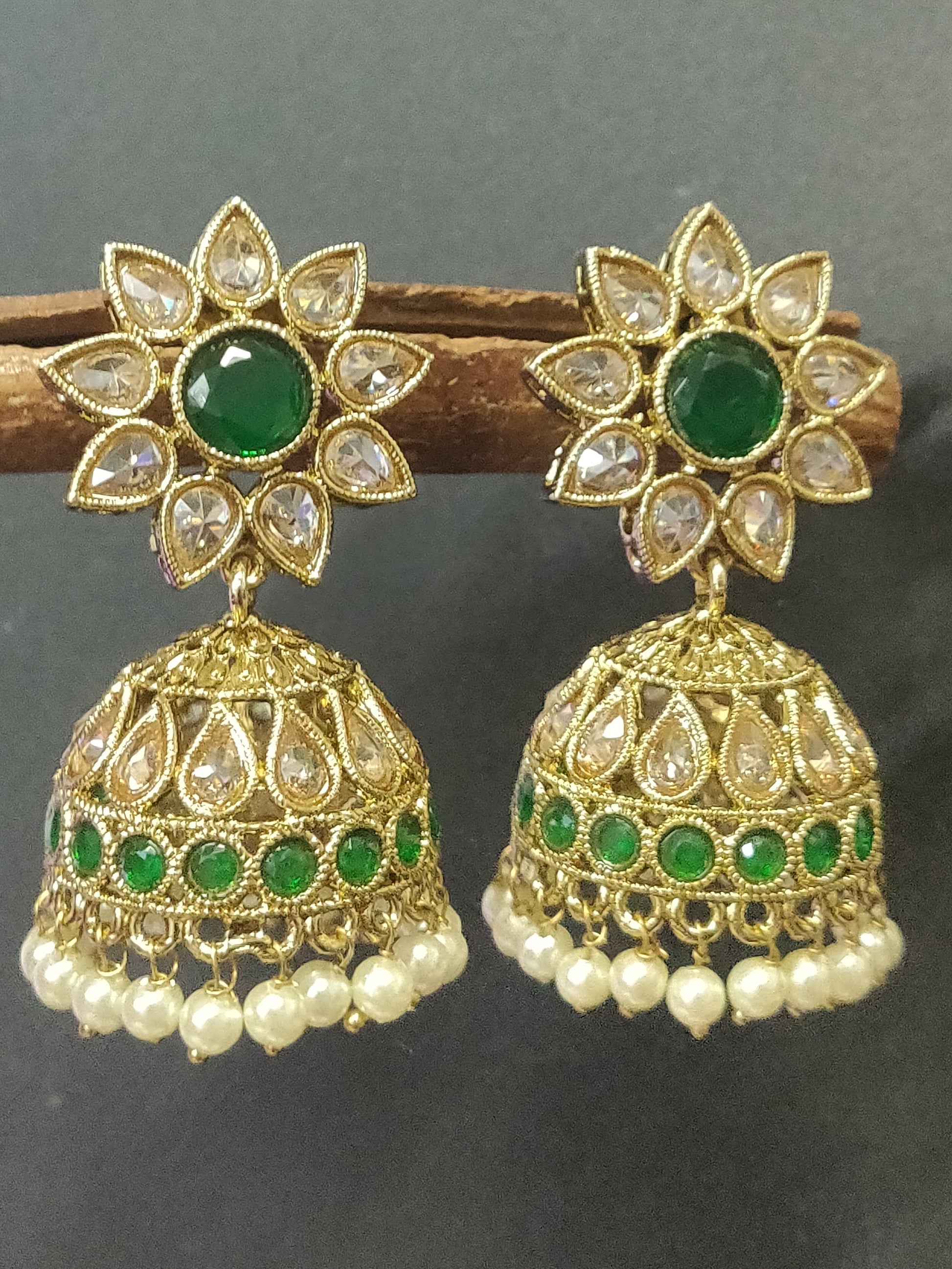 Polki Jhumki Mehndi Earring Sku-618 A4 rchiecreation
