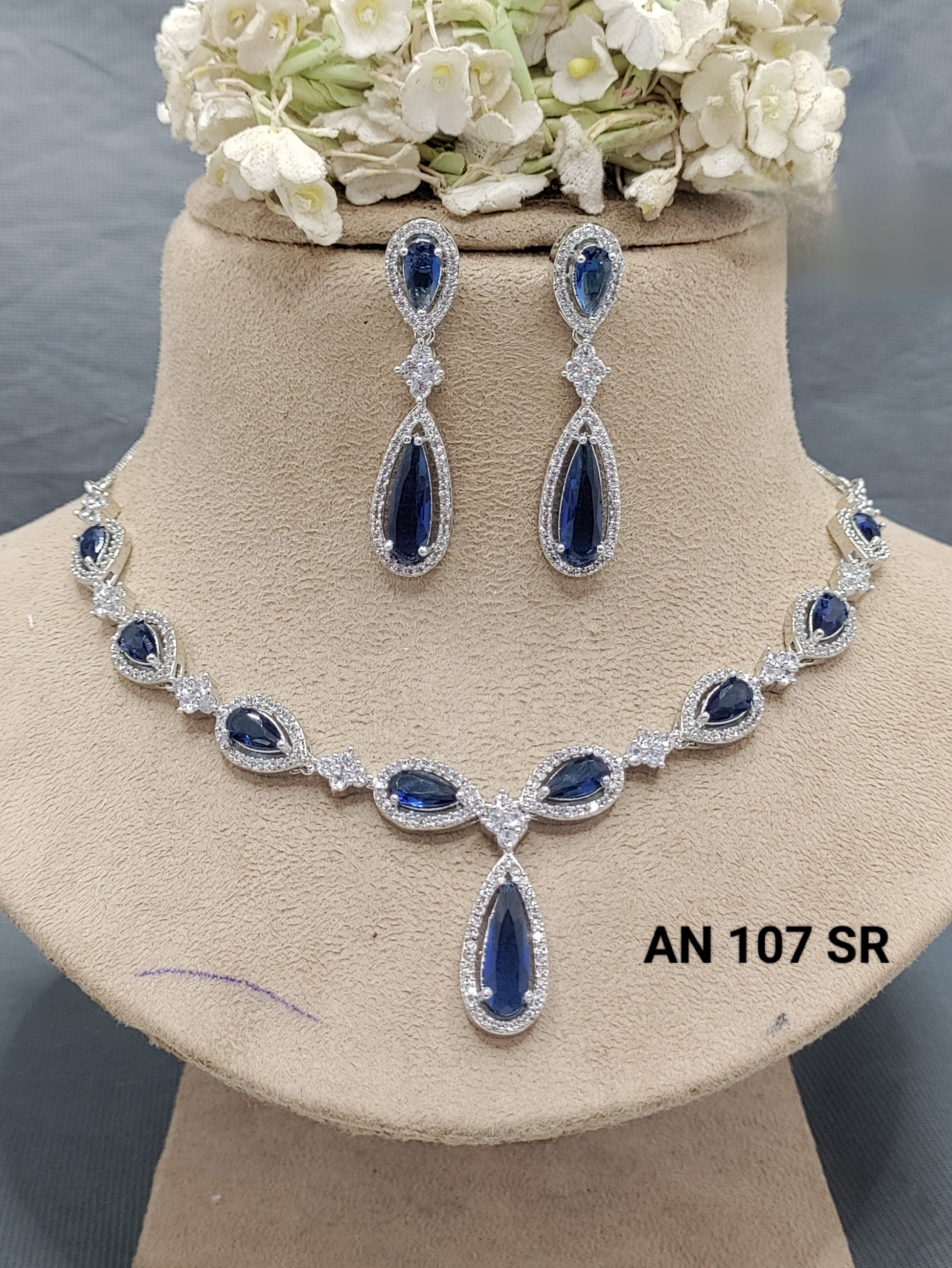Cz Ad Rodium Necklace Sku AN 107 SR C3 rchiecreation