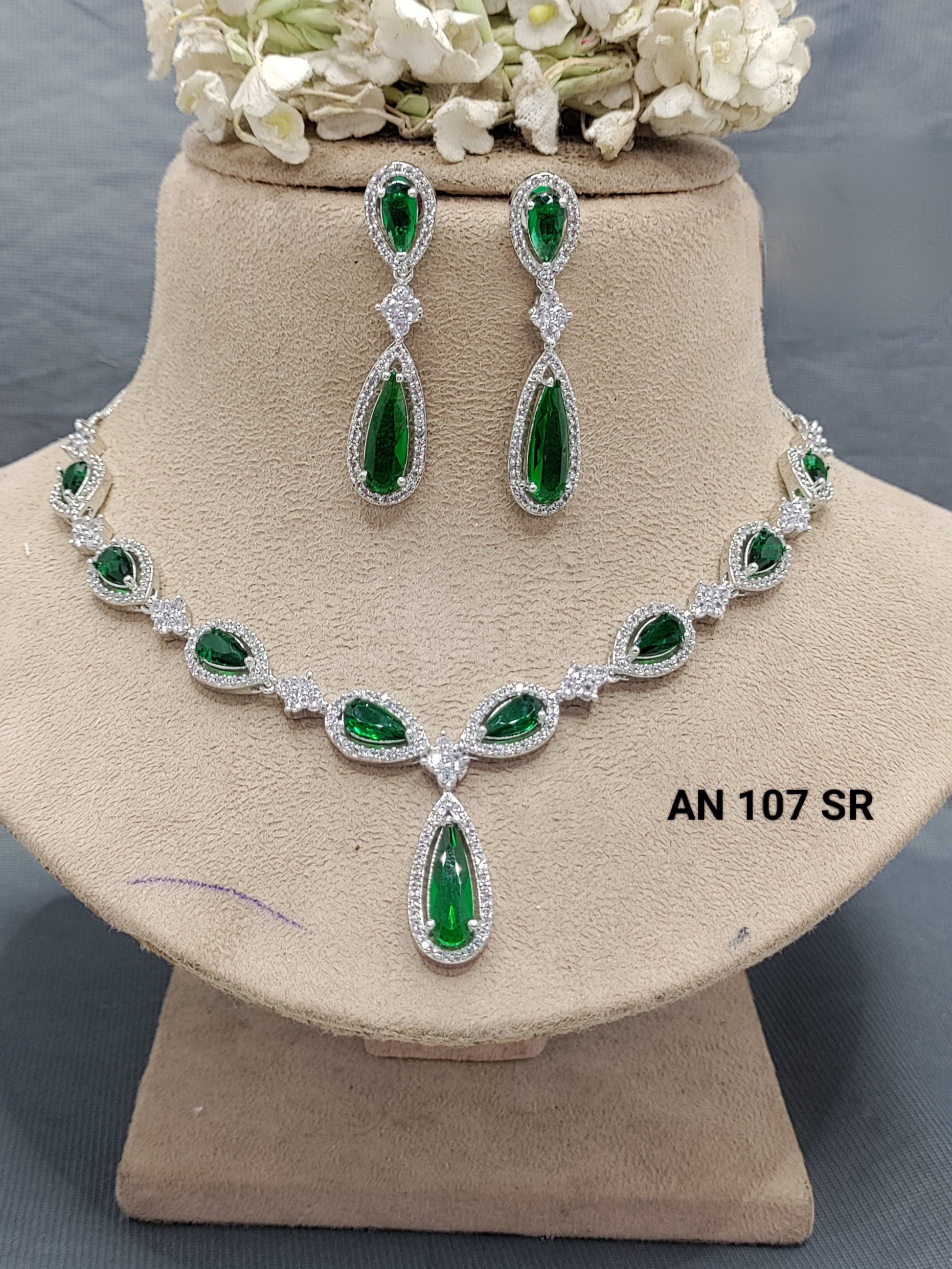 Cz Ad Rodium Necklace Sku AN 107 SR C3 rchiecreation