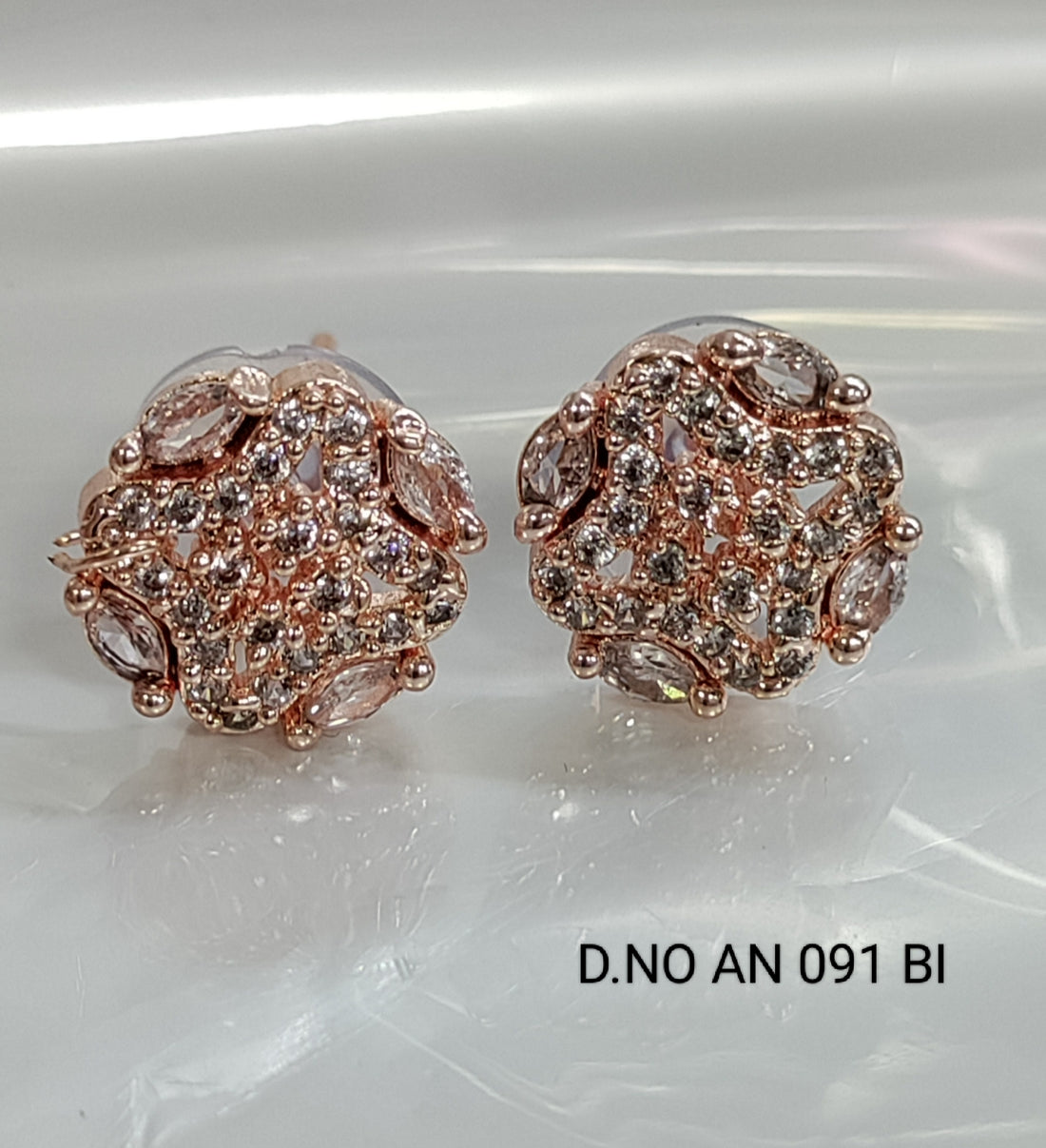 Cz Ad Rose Gold Tops & Stud Earrings Sku AN 091 BI rchiecreation