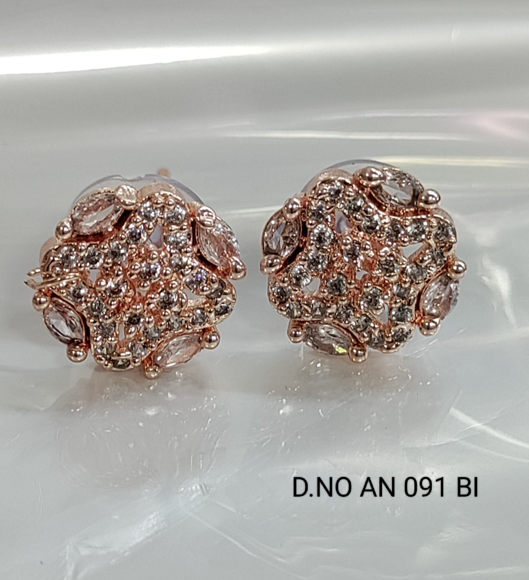 Cz Ad Rose Gold Tops & Stud Earrings Sku AN 091 BI rchiecreation