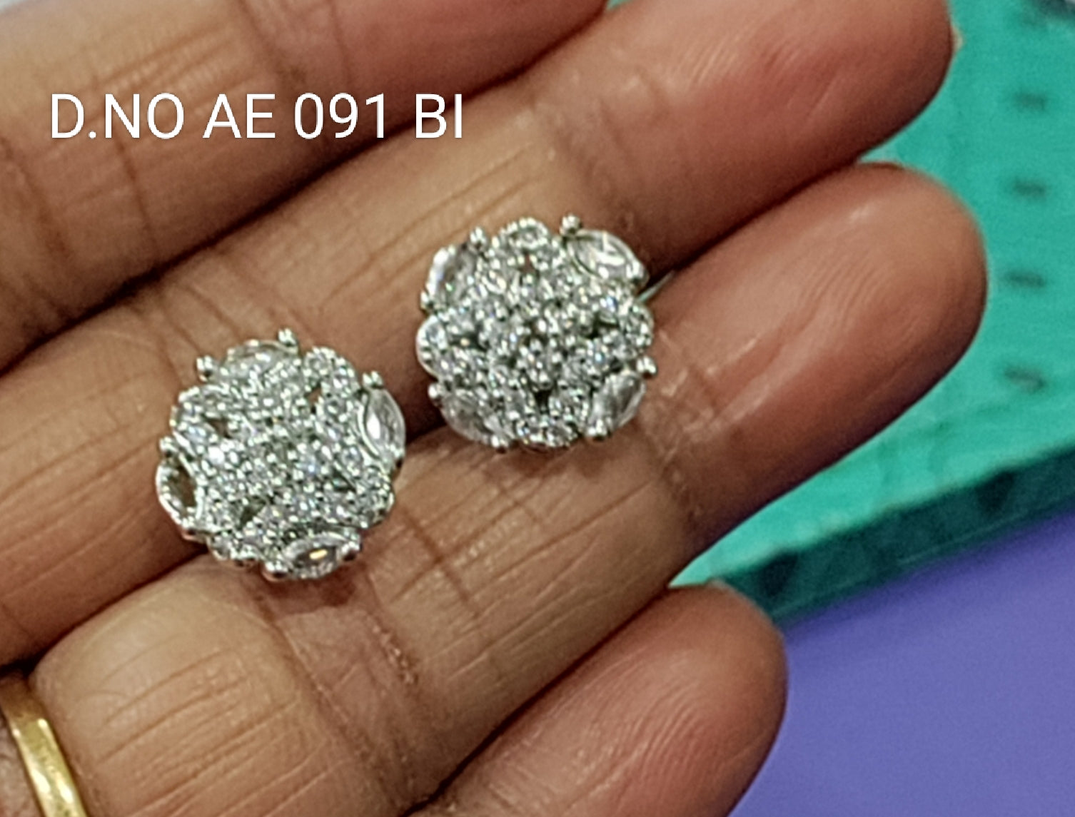 Cz Ad Rodium Tops & Stud Earrings Sku AE 091 BI rchiecreation