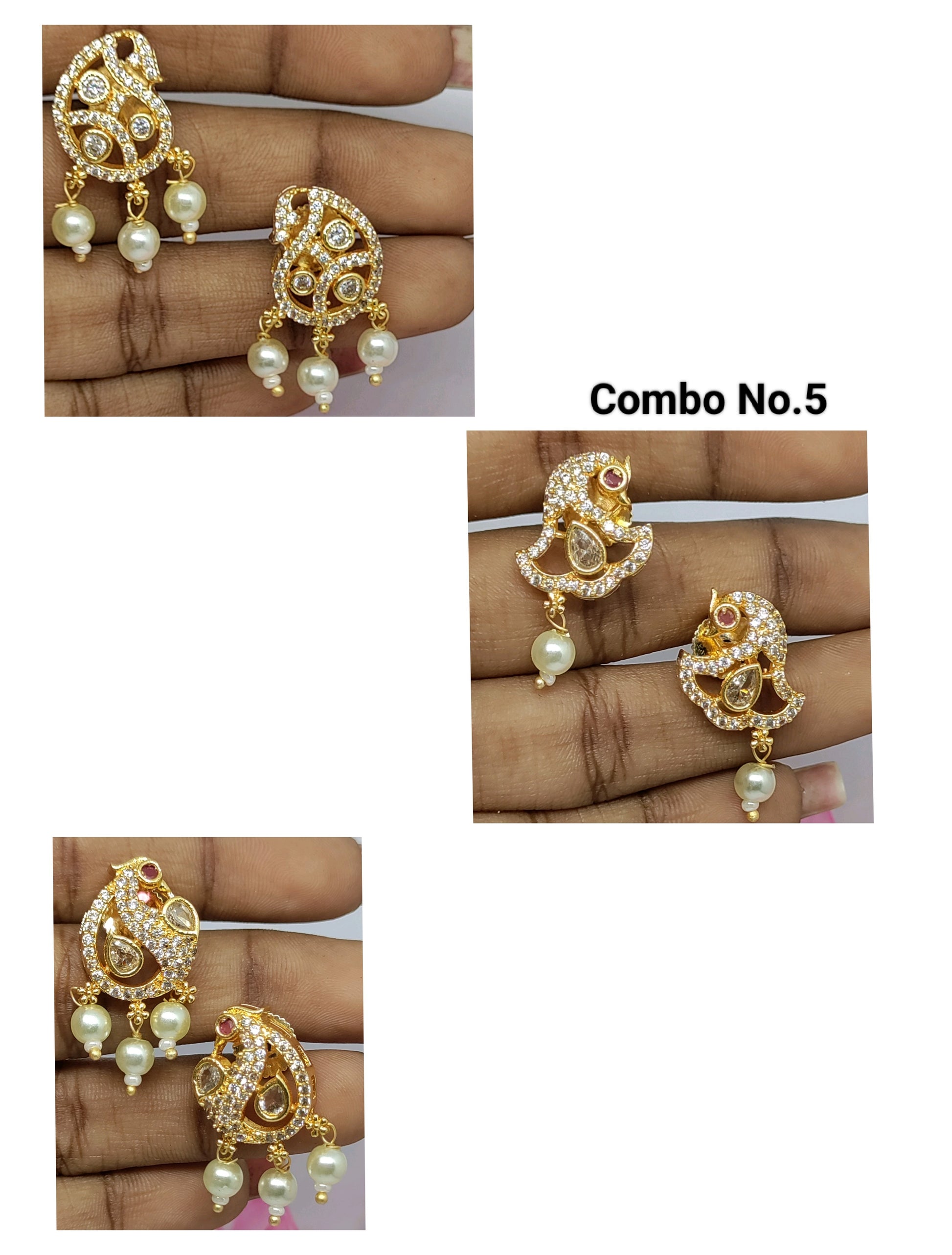 Cz Ad Golden Tops Earring SKU AE 092 rchiecreation