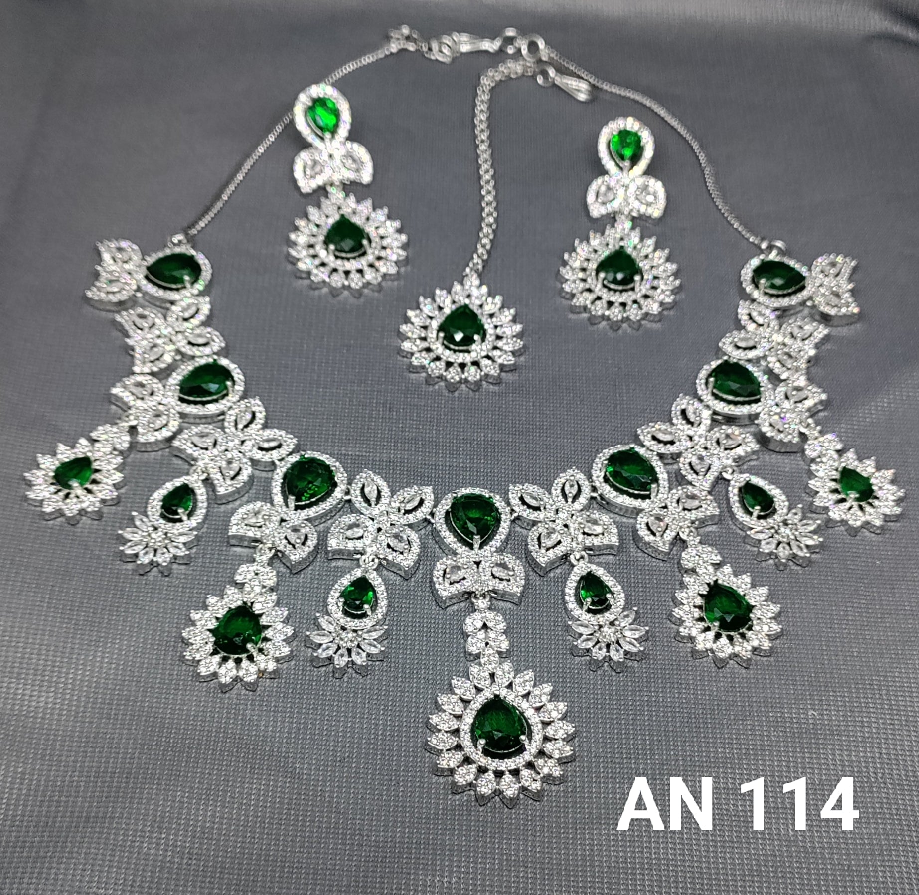 Cz Ad Rodium Necklace Set SKU AN 114 rchiecreation