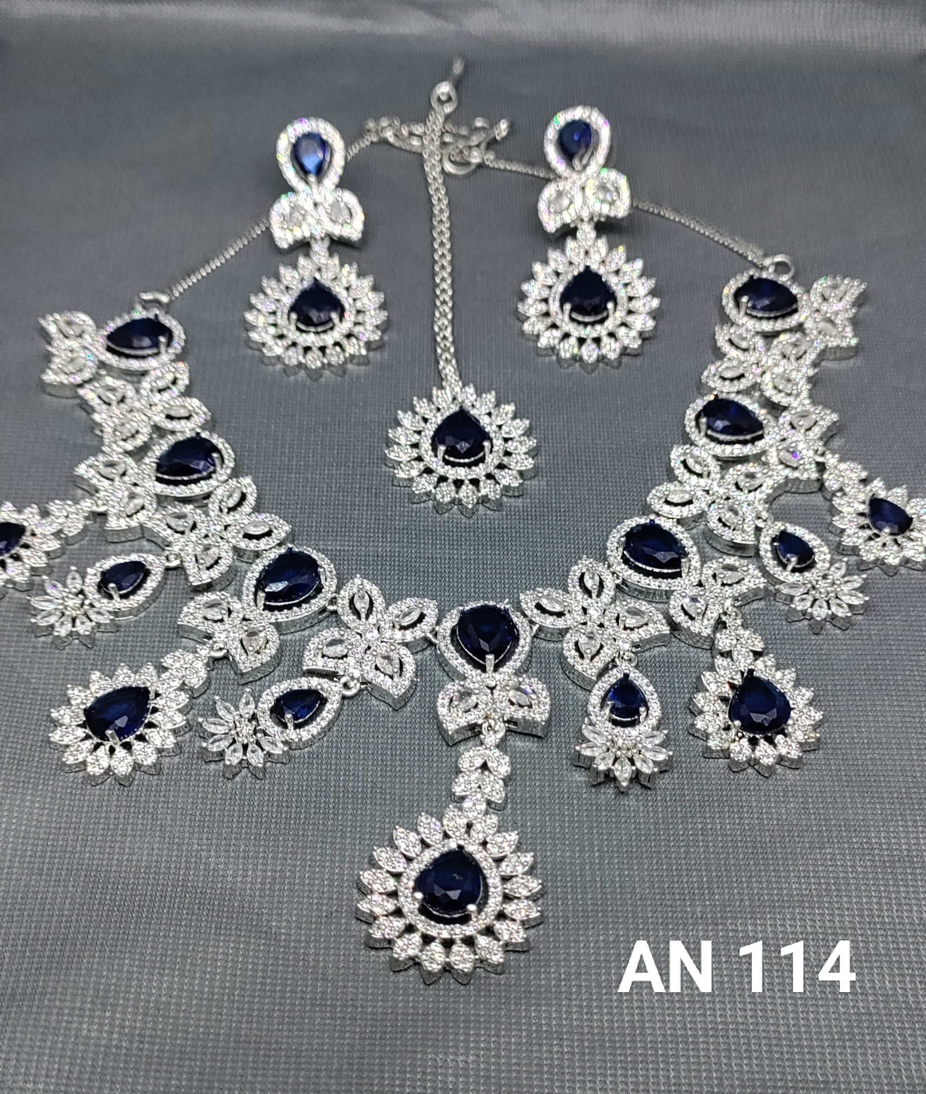 Cz Ad Rodium Necklace Set SKU AN 114 rchiecreation