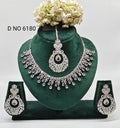 American Diamond Necklace Rodium Sku 6180 D5 rchiecreation