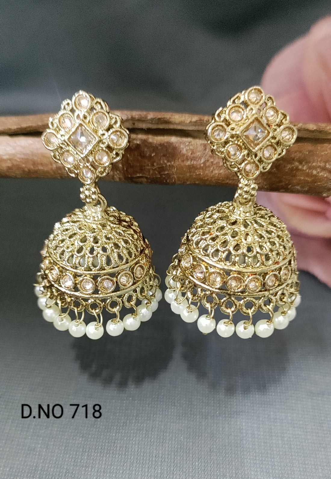 Polki Mehandi Jhumki Earring Sku 718 rchiecreation