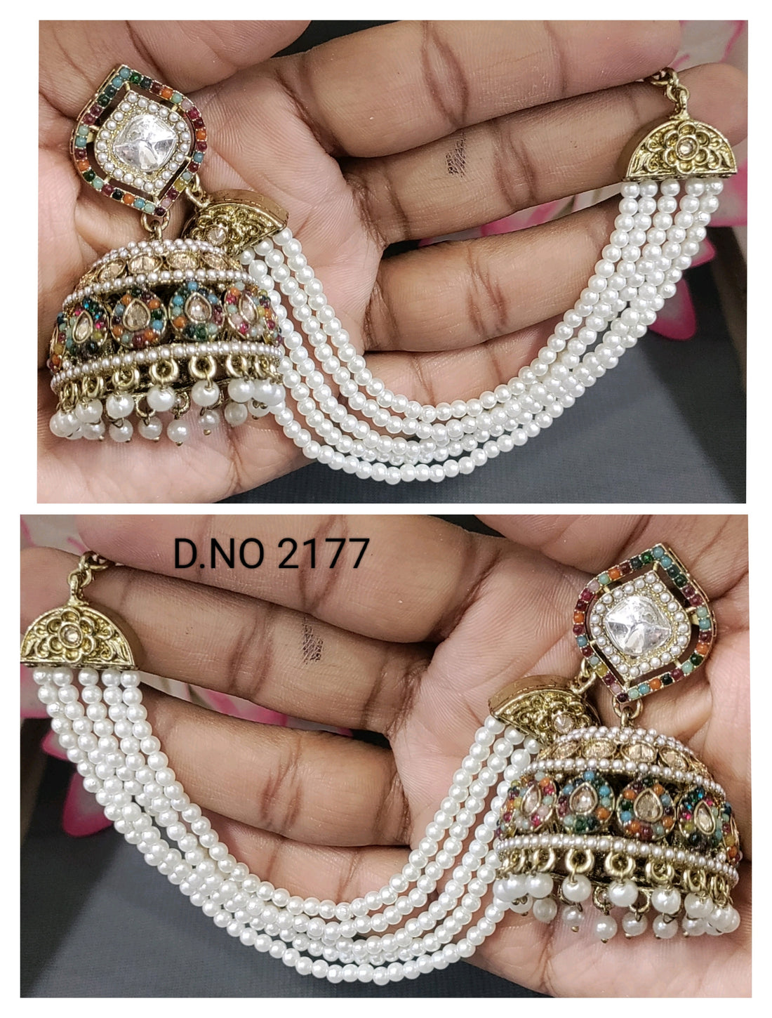 Polki Mehandi Bahubali Earrings Sku 2177 A5