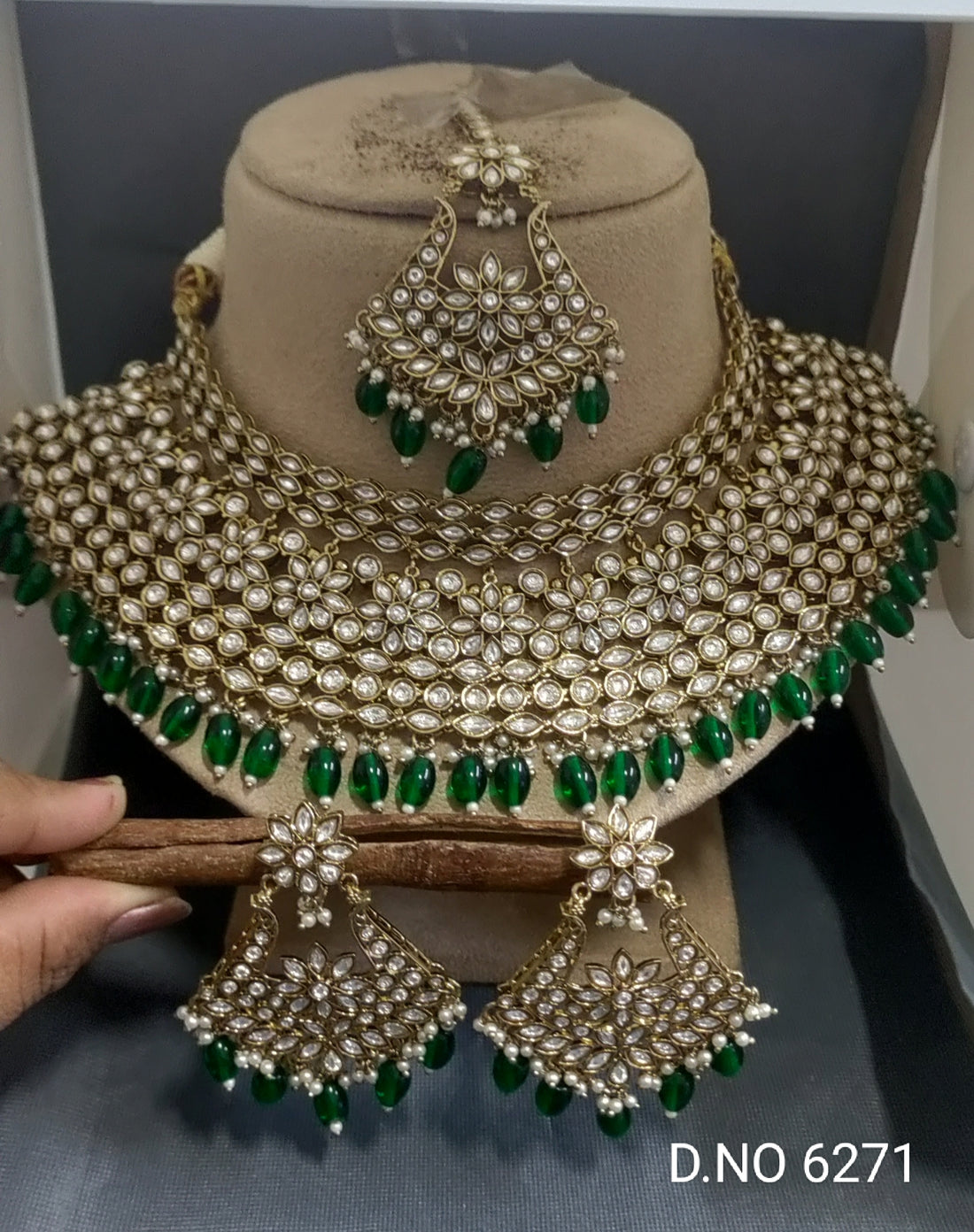 Mehandi Polki Kundan Bridel Necklace SKu-6271  H-2 sale