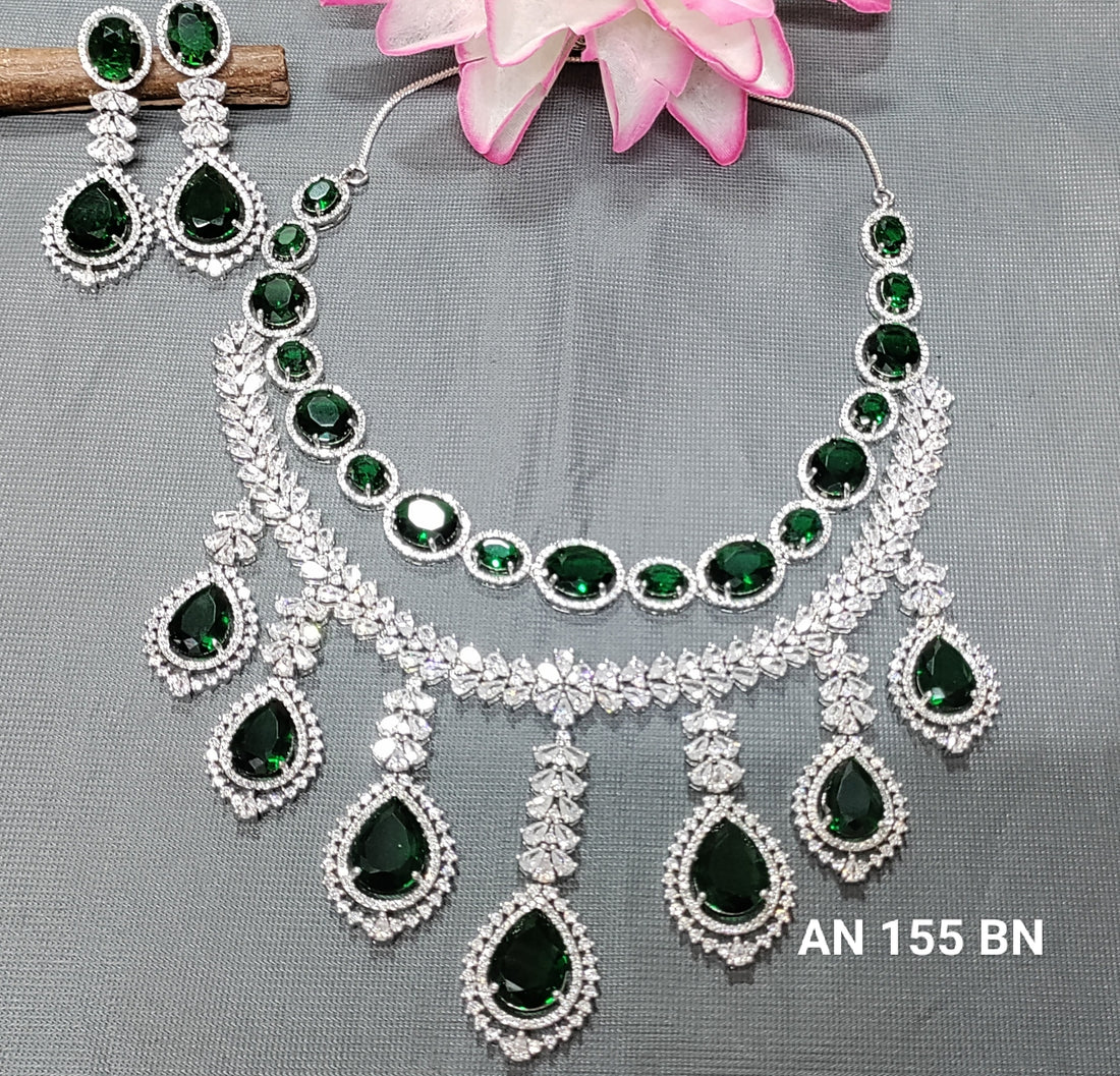 American Diamond Necklace Rodium SKU AN 155 BN /C-3