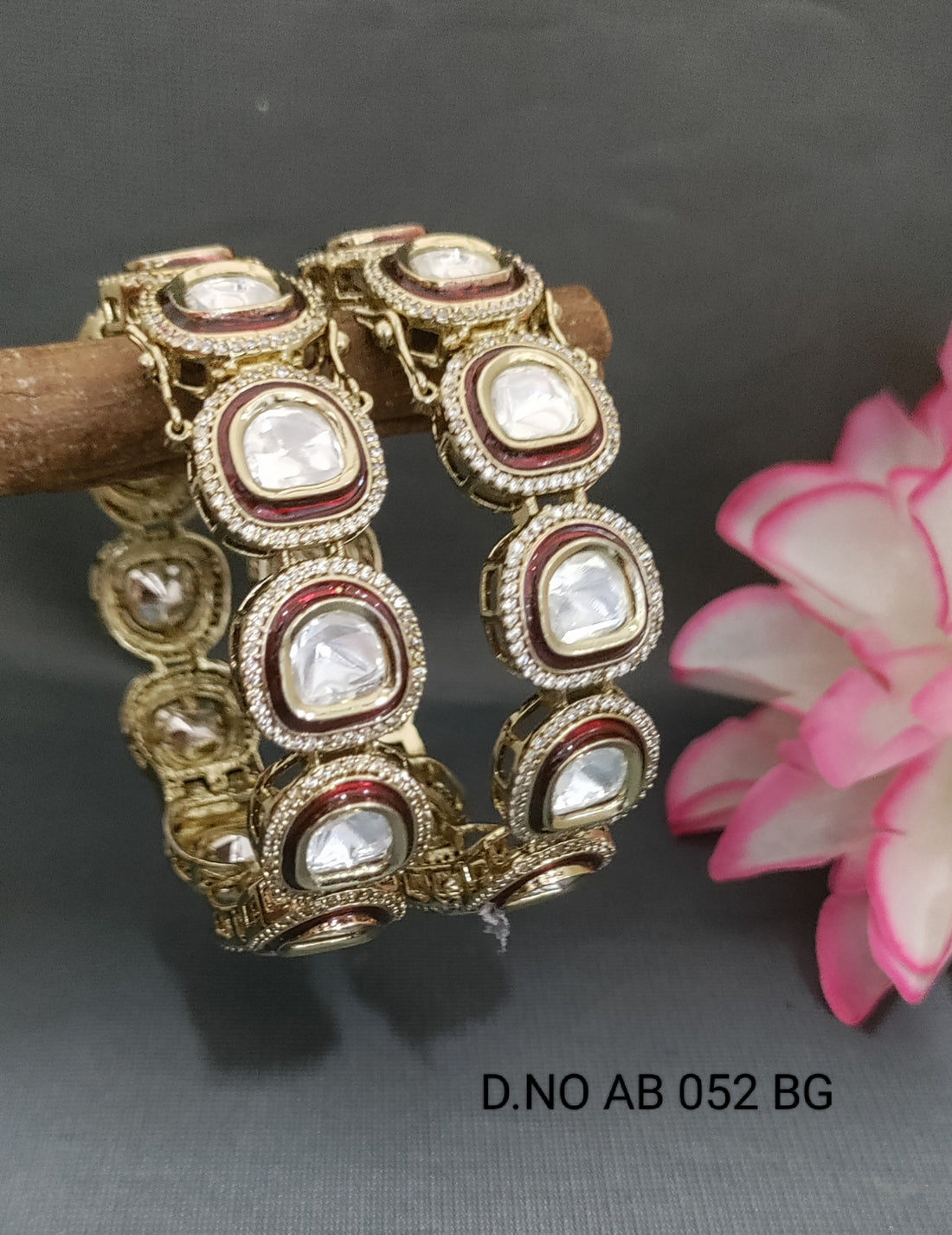 Mehandi Cz Ad Opneble Bangles Sku AB 052 BG