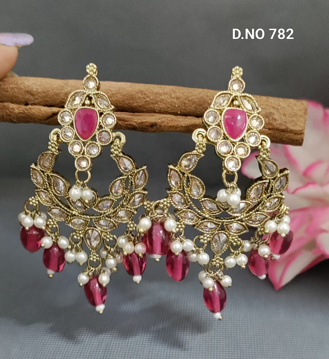 Mehandi Polki Earring-782 A-1 Sale